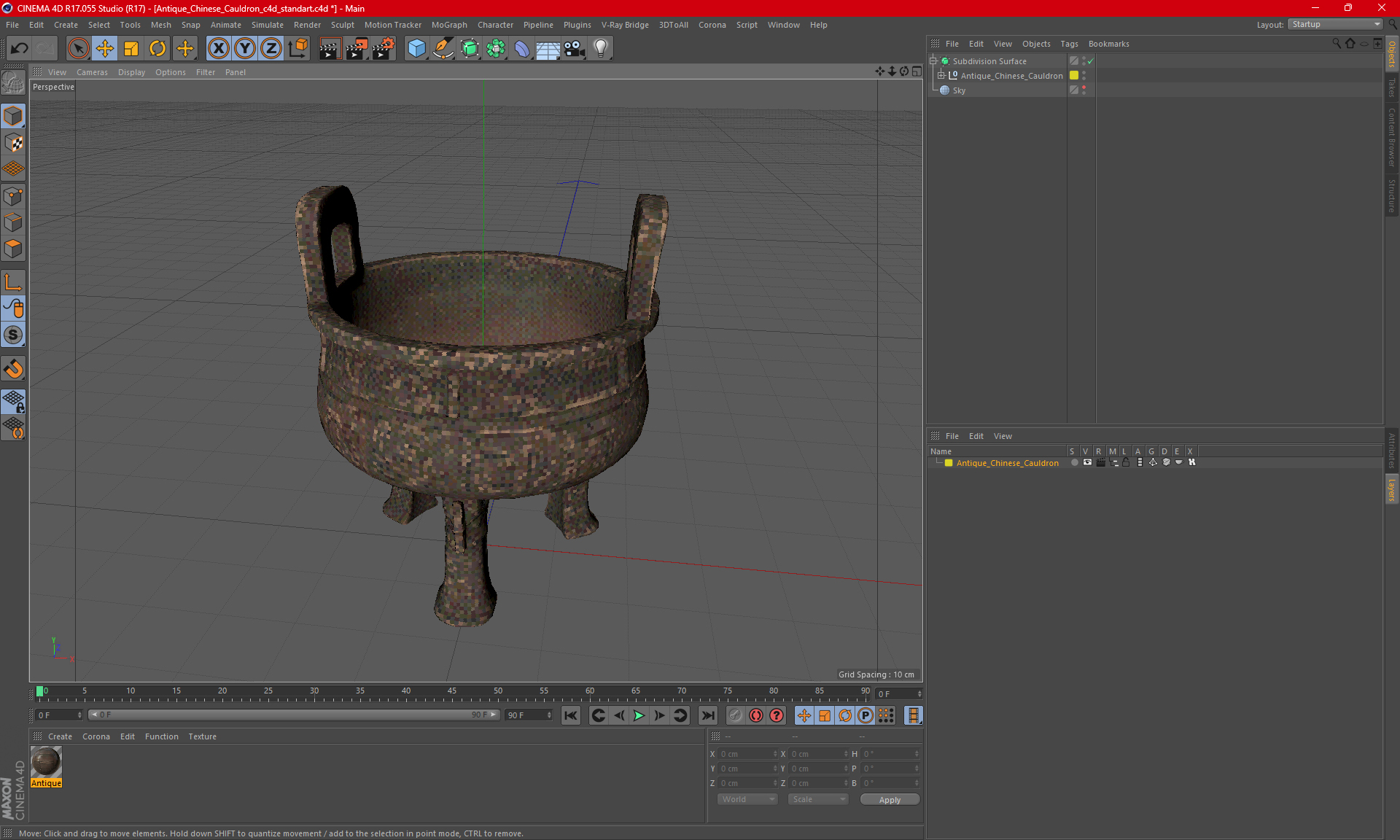 Antique Chinese Cauldron for 3D Print 3D