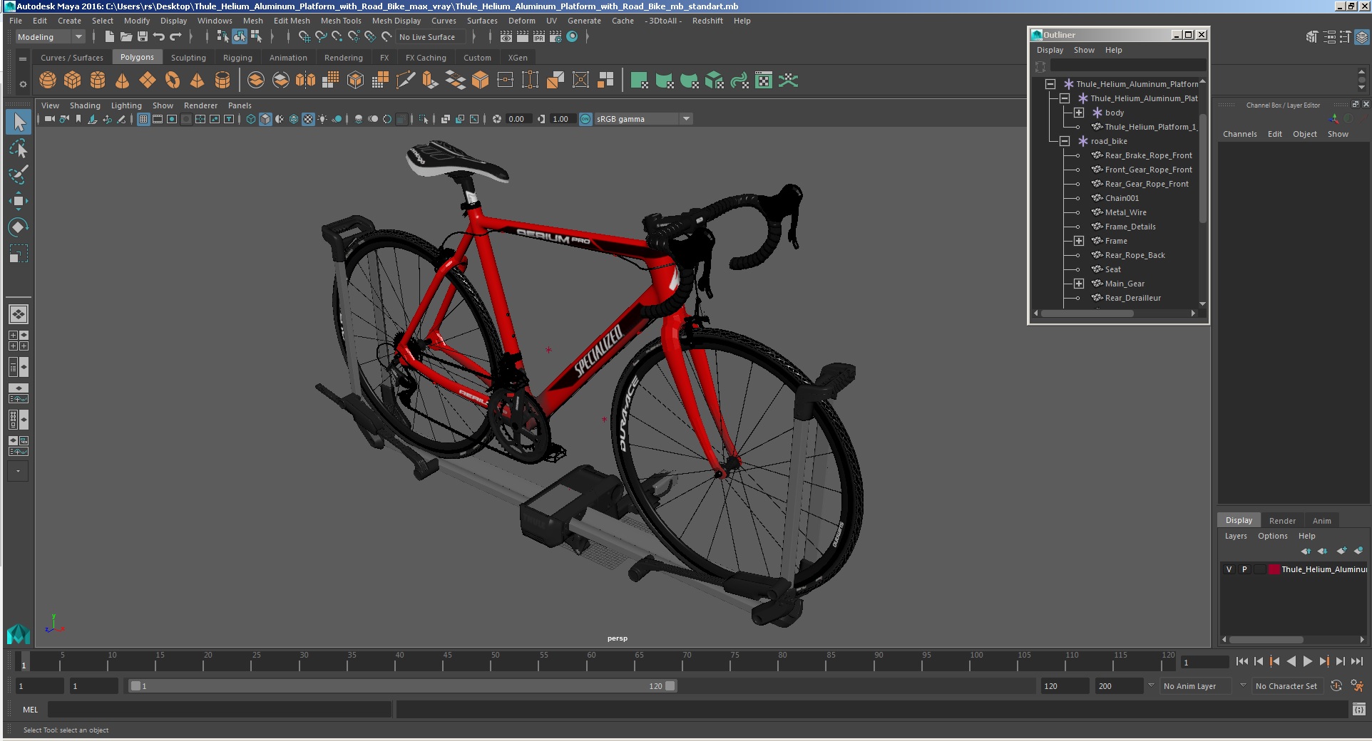 3D model Thule Helium Aluminum Platform with Road Bike