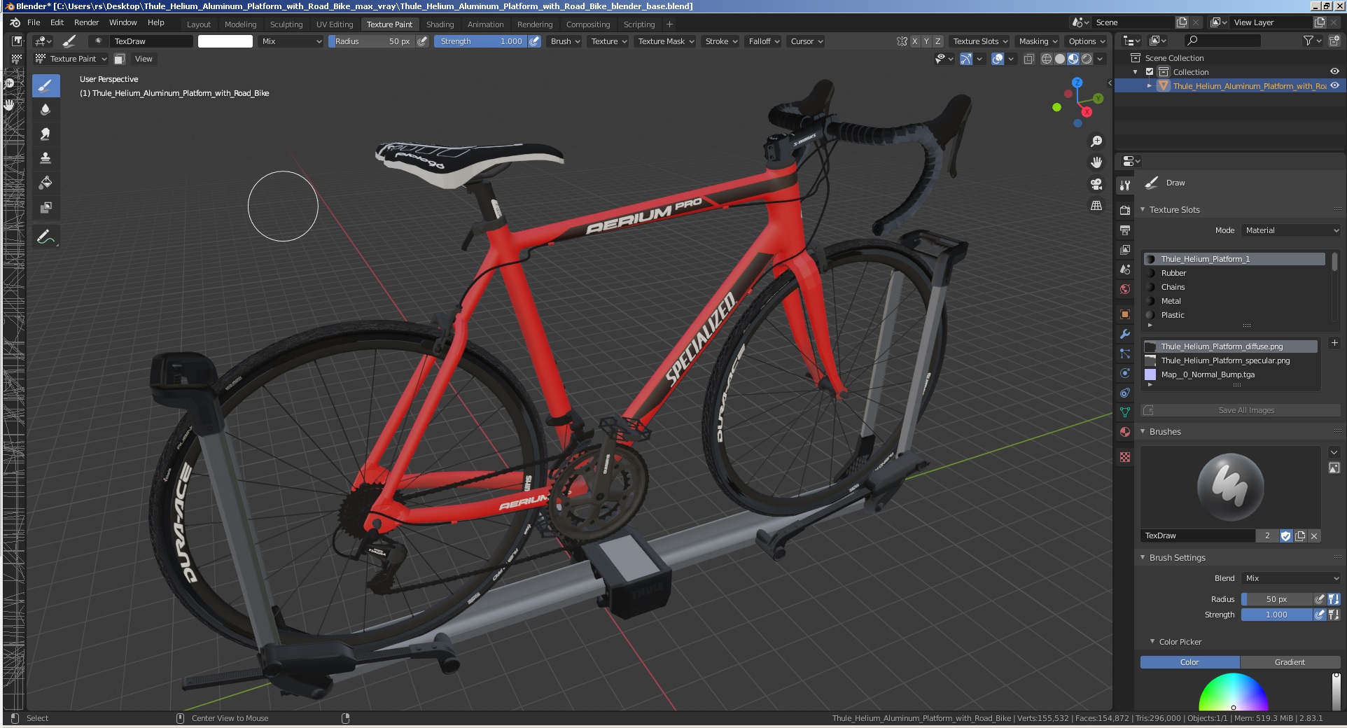 3D model Thule Helium Aluminum Platform with Road Bike