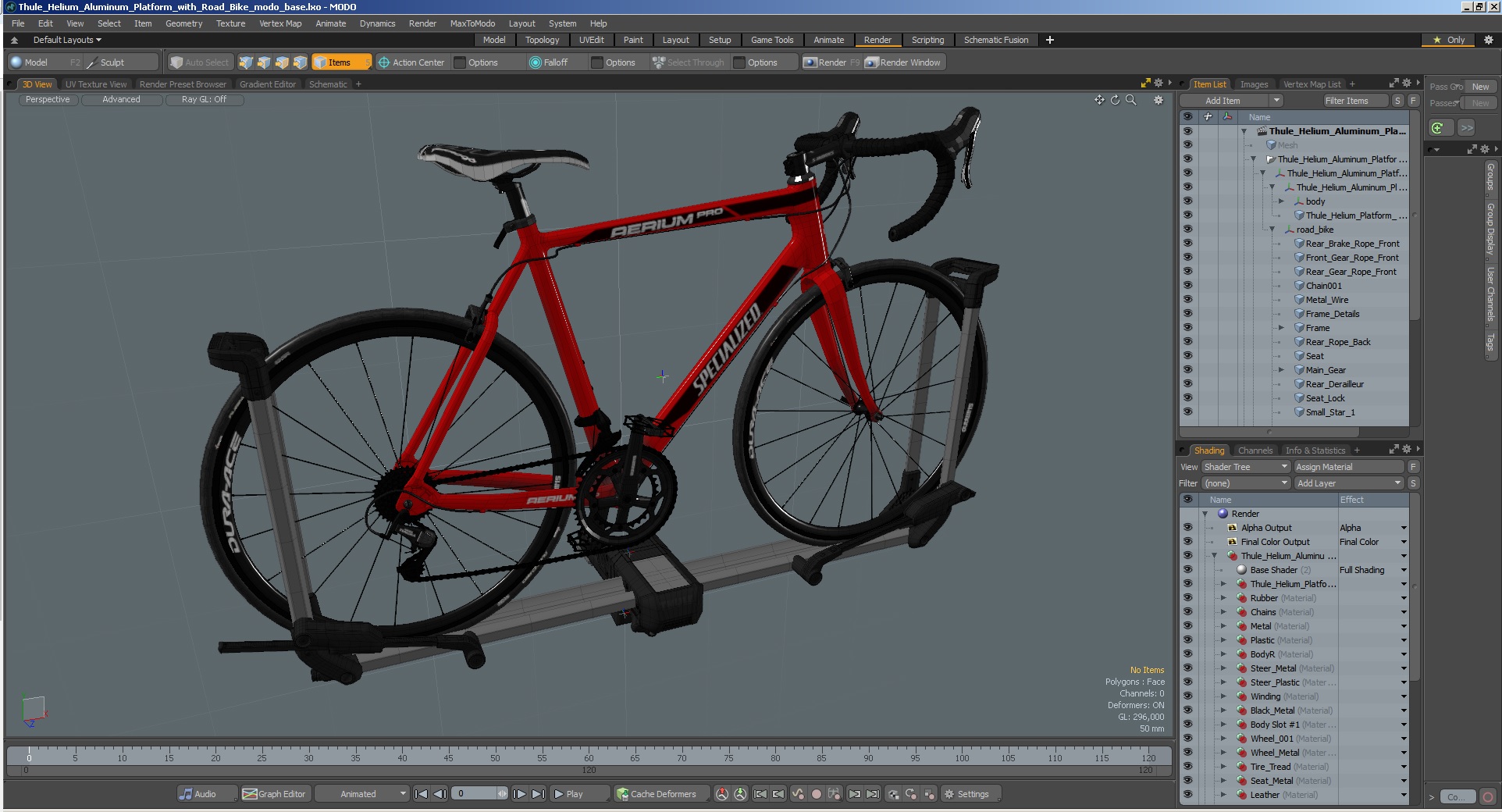 3D model Thule Helium Aluminum Platform with Road Bike