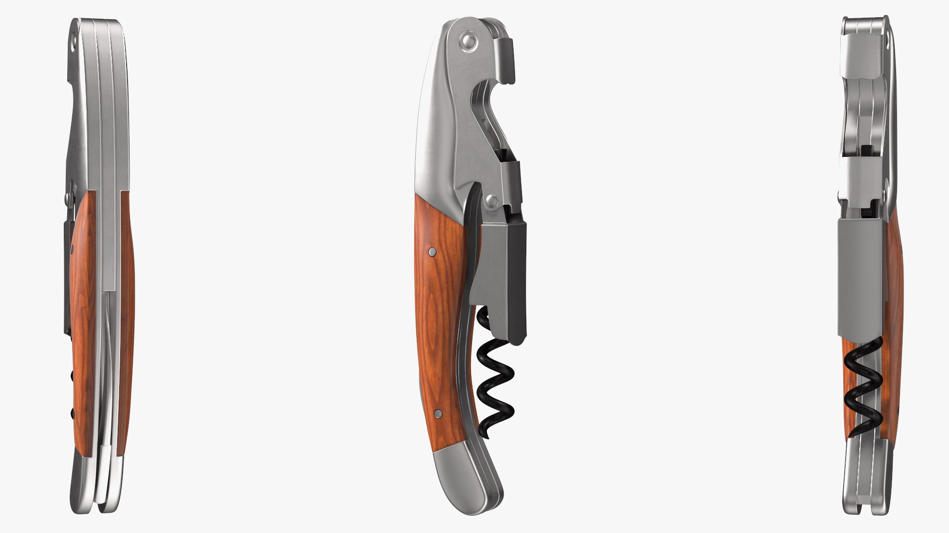 Waiters Corkscrew Wood Handle Fold 3D model