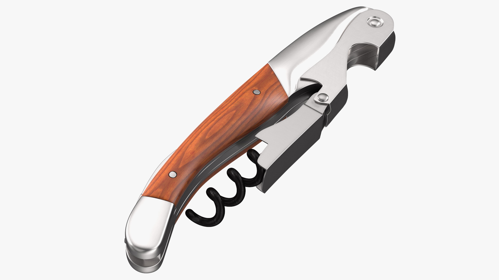 Waiters Corkscrew Wood Handle Fold 3D model