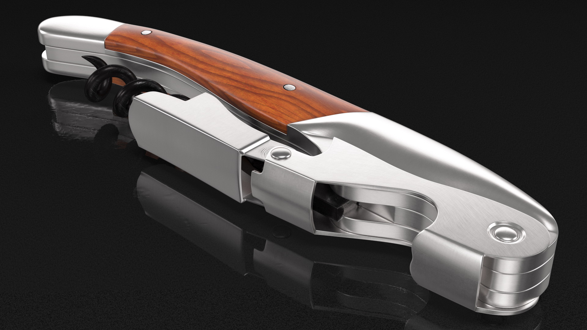 Waiters Corkscrew Wood Handle Fold 3D model