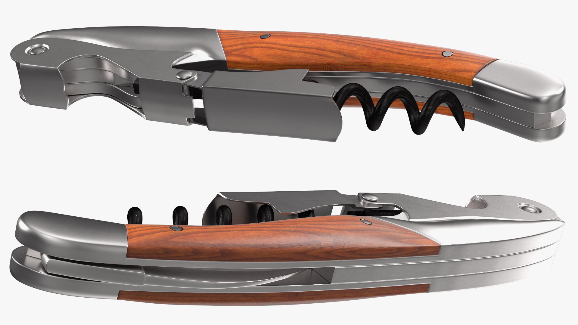 Waiters Corkscrew Wood Handle Fold 3D model
