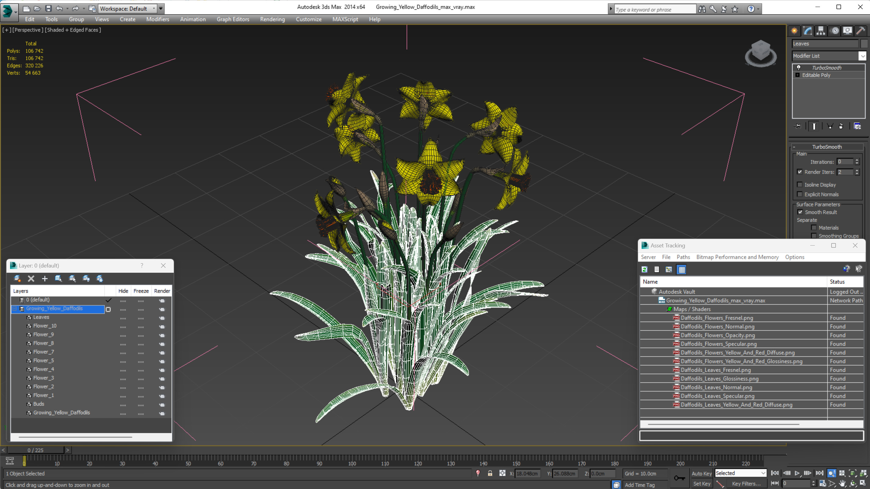 Growing Yellow Daffodils 3D model