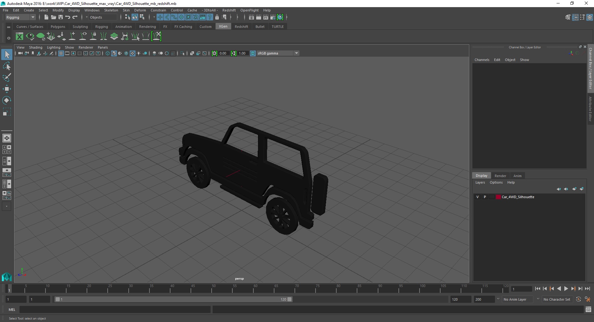 3D Car 4WD Silhouette model