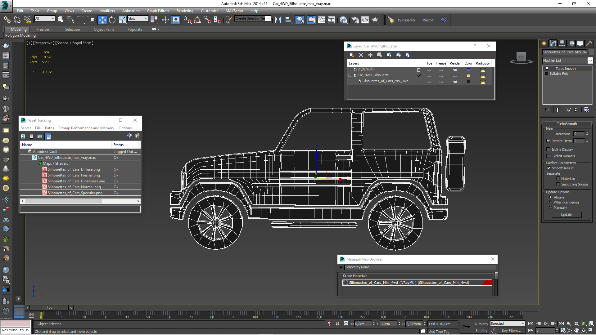 3D Car 4WD Silhouette model