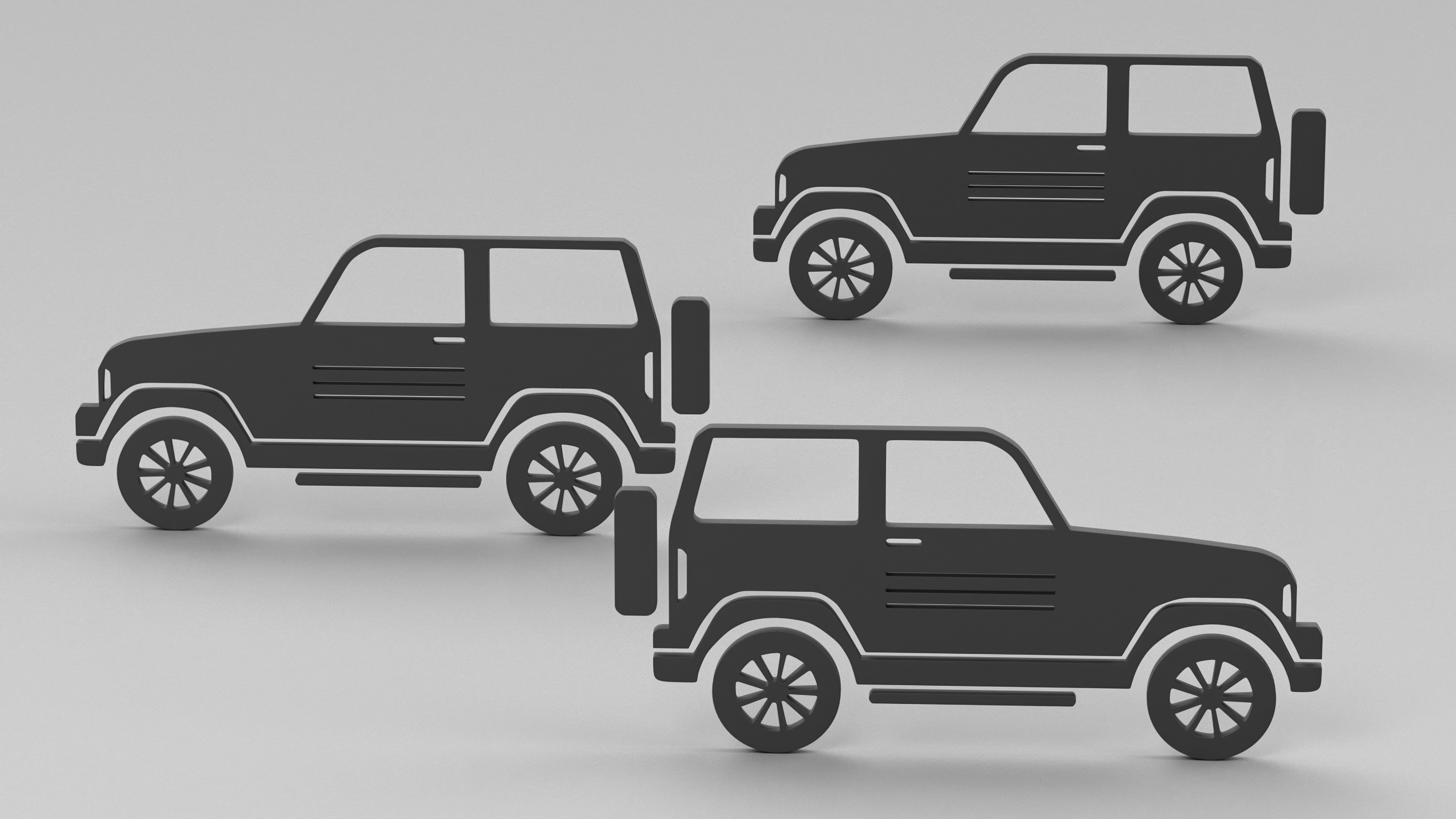 3D Car 4WD Silhouette model