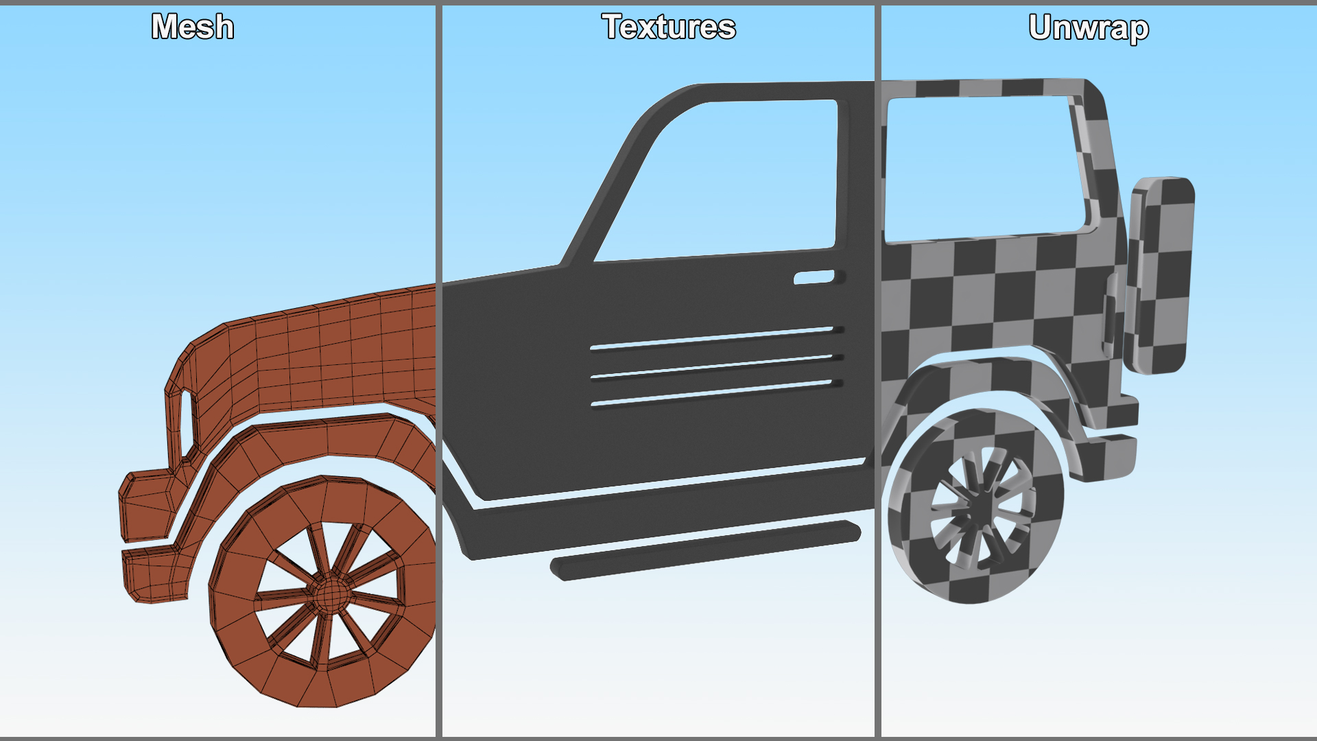 3D Car 4WD Silhouette model