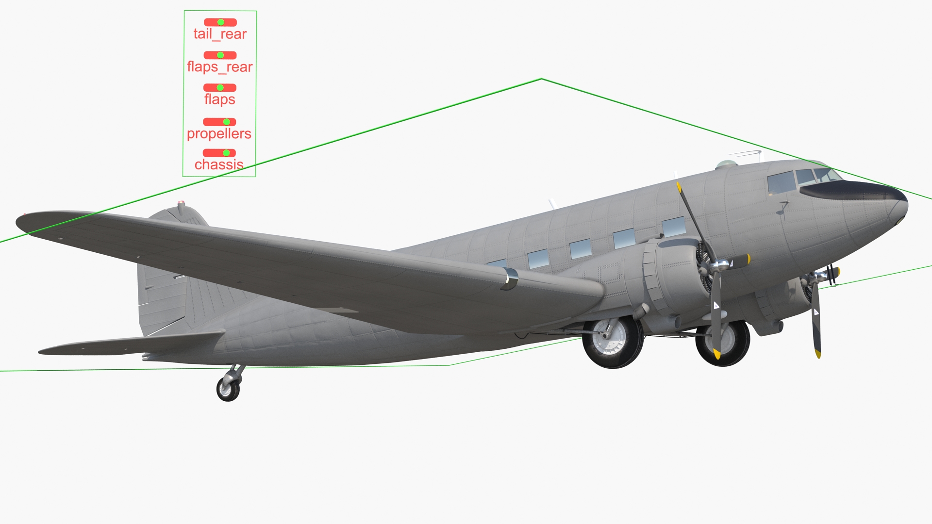 3D Vintage Transport Airplane Generic Rigged