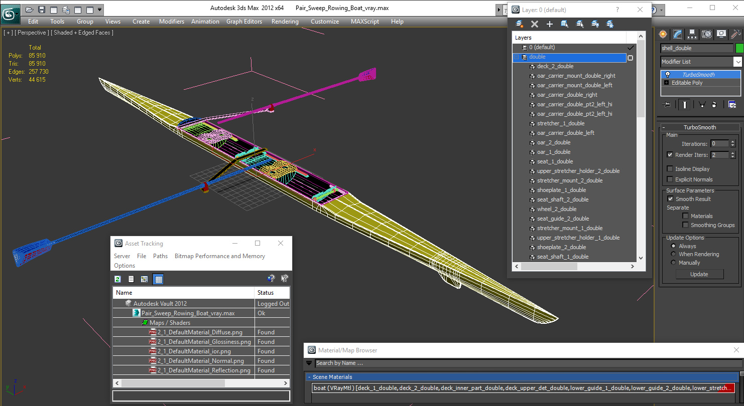 Pair Sweep Rowing Boat 3D
