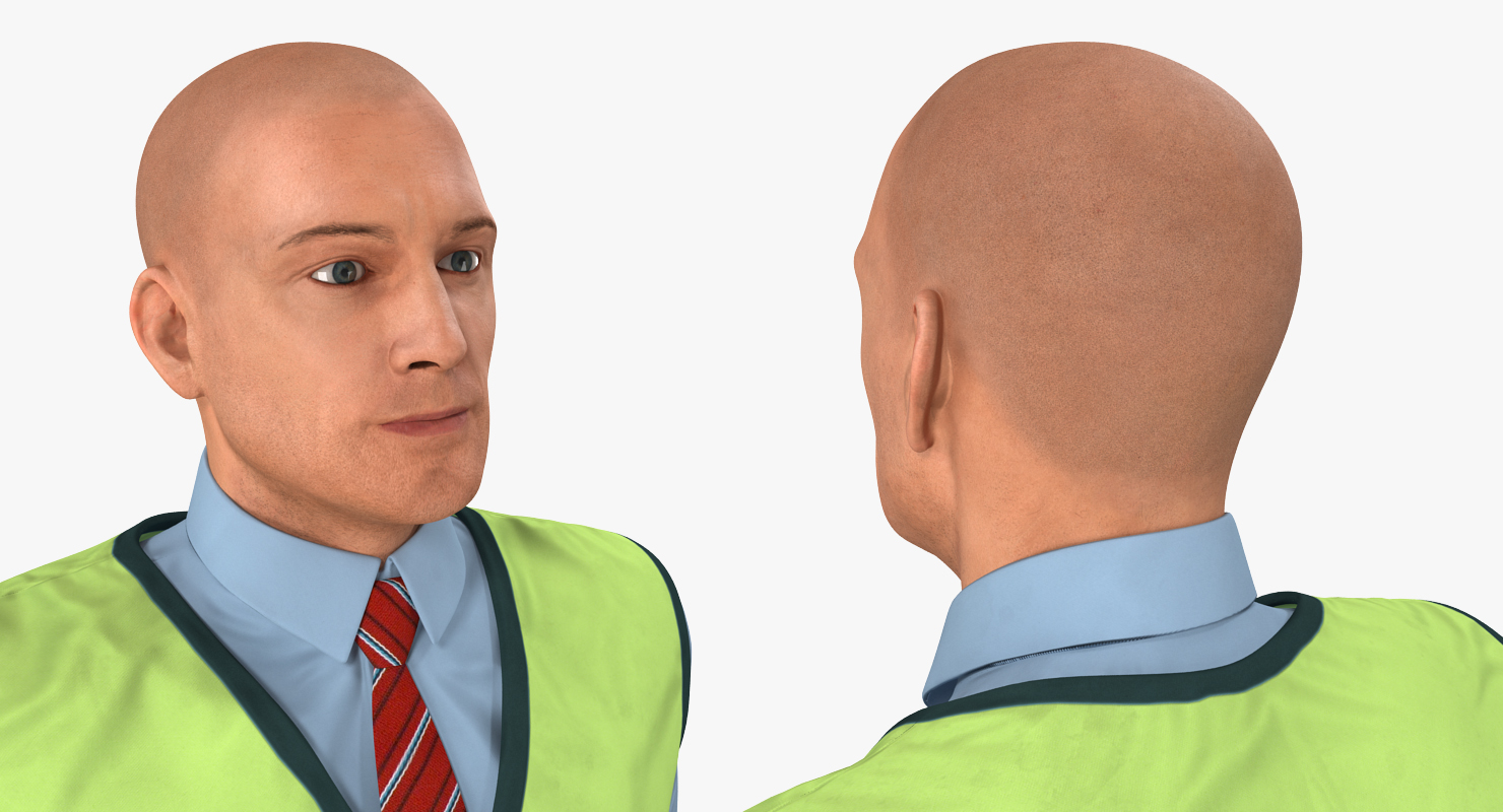 Construction Architect in Yellow Jacket Walking Pose 3D