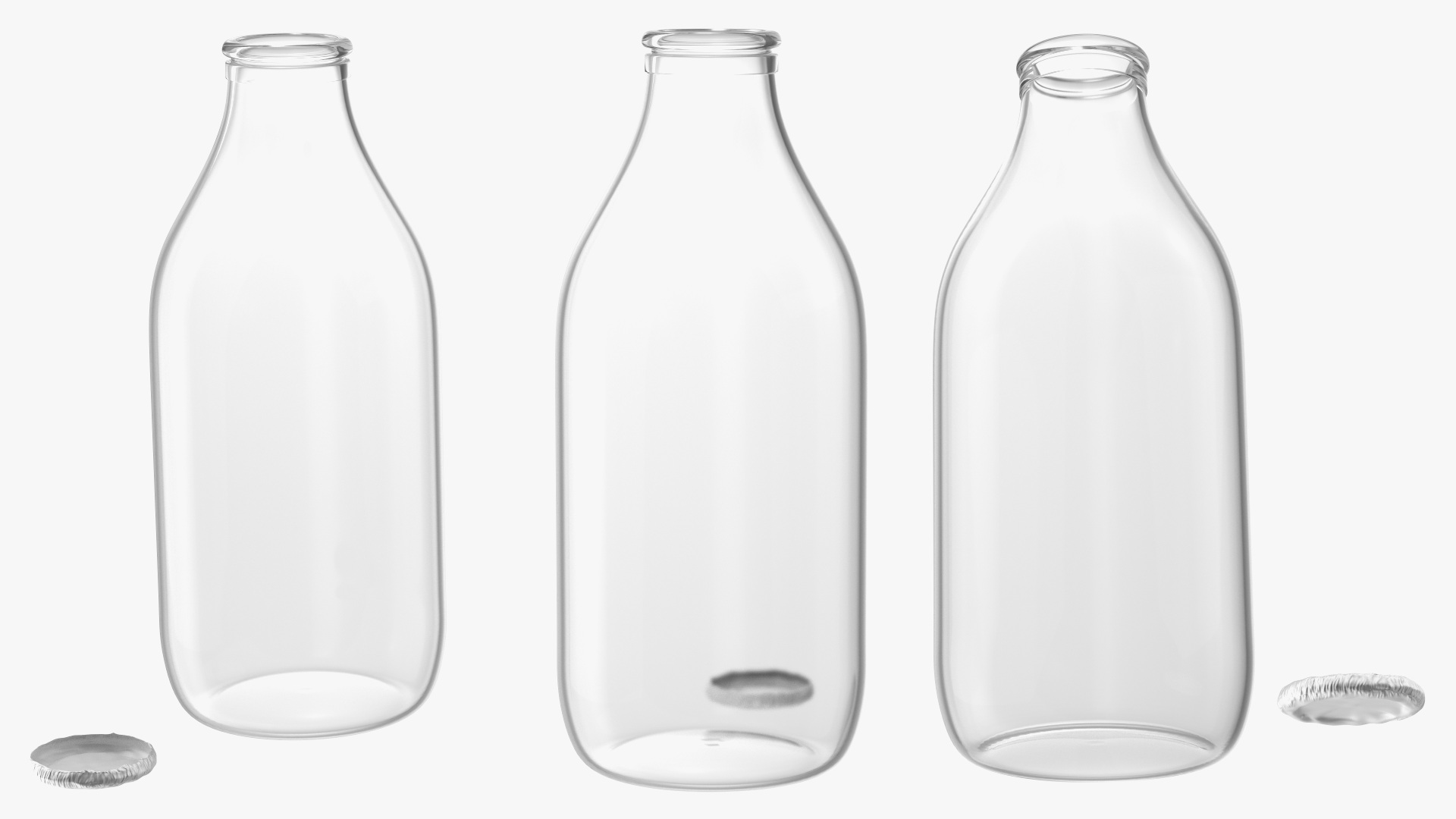 3D model Glass Bottle One Pint with Foil Top Open