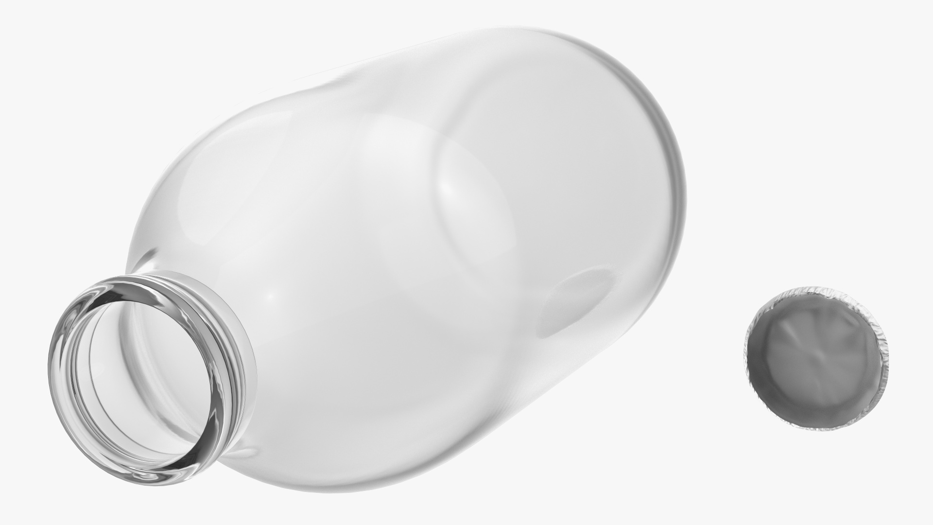3D model Glass Bottle One Pint with Foil Top Open