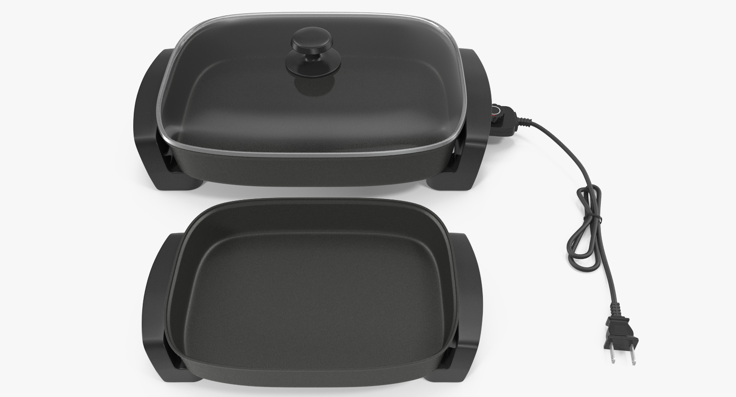 3D Electric Skillet with Glass Cover model