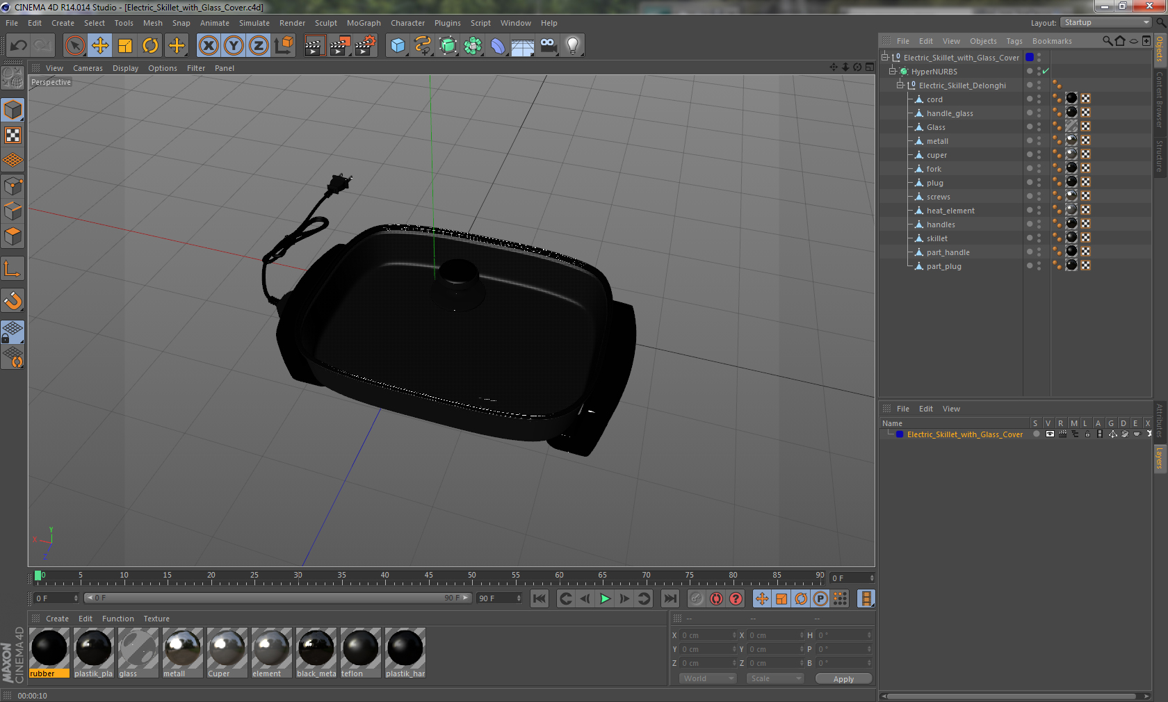 3D Electric Skillet with Glass Cover model