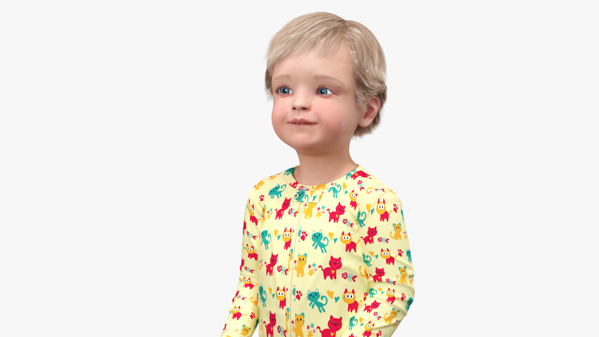 Toddler Aged 1 Year in Pajamas Standing Pose 3D model