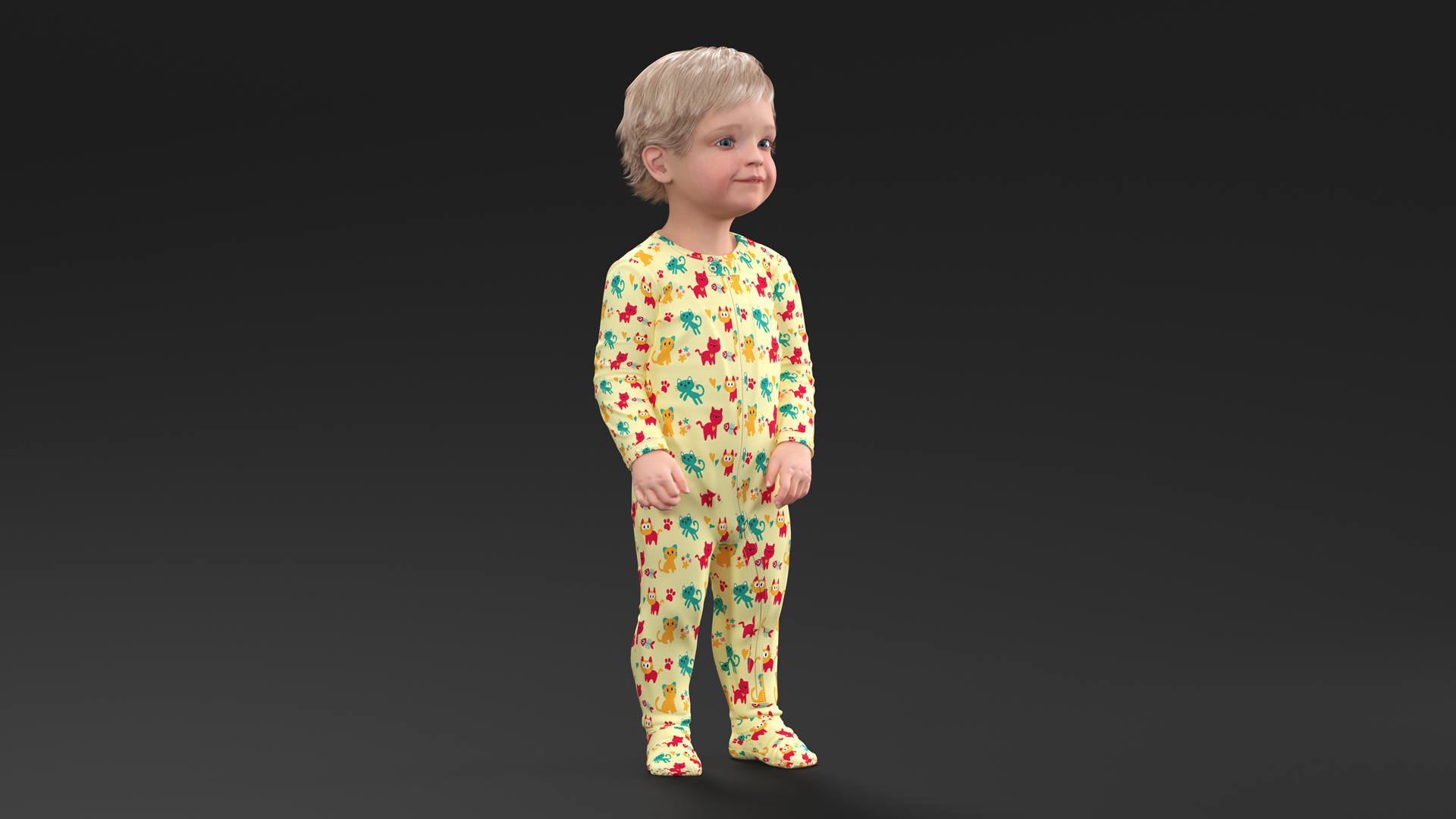 Toddler Aged 1 Year in Pajamas Standing Pose 3D model