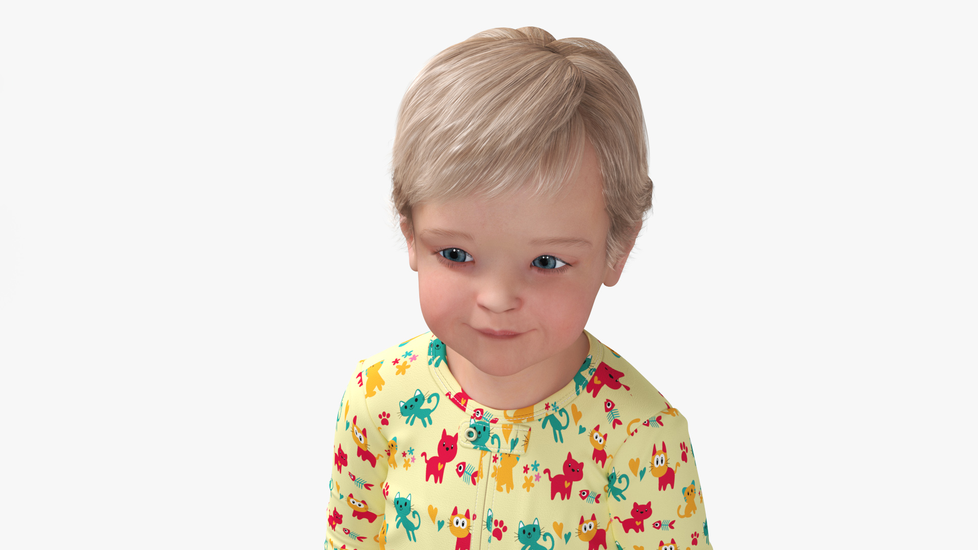 Toddler Aged 1 Year in Pajamas Standing Pose 3D model