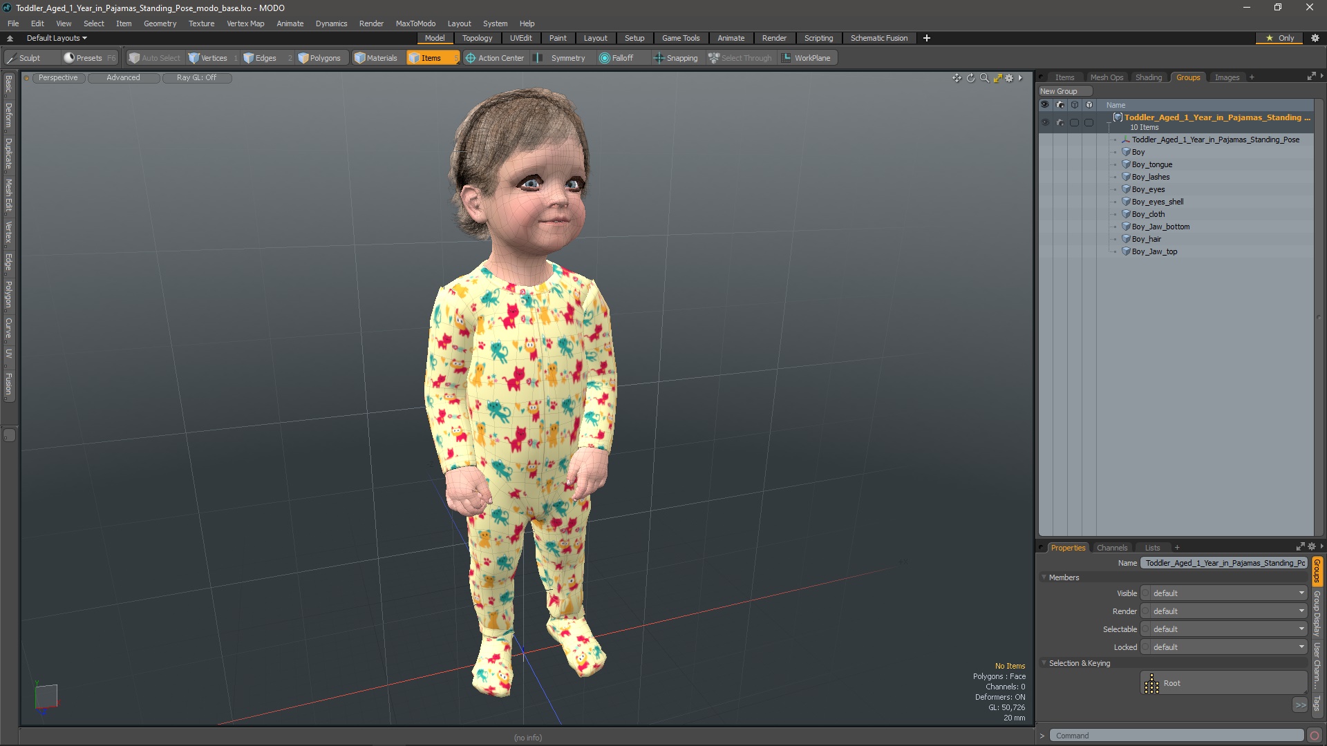 Toddler Aged 1 Year in Pajamas Standing Pose 3D model