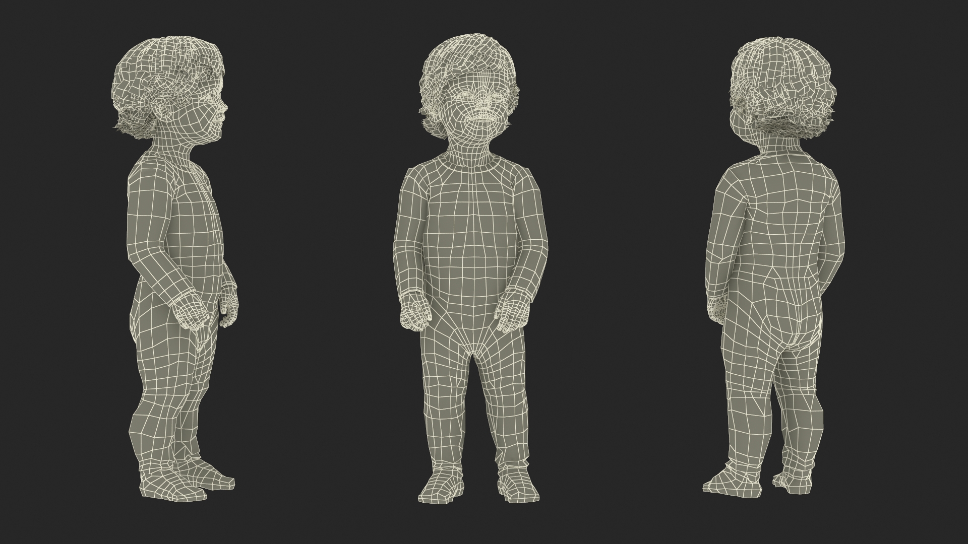 Toddler Aged 1 Year in Pajamas Standing Pose 3D model