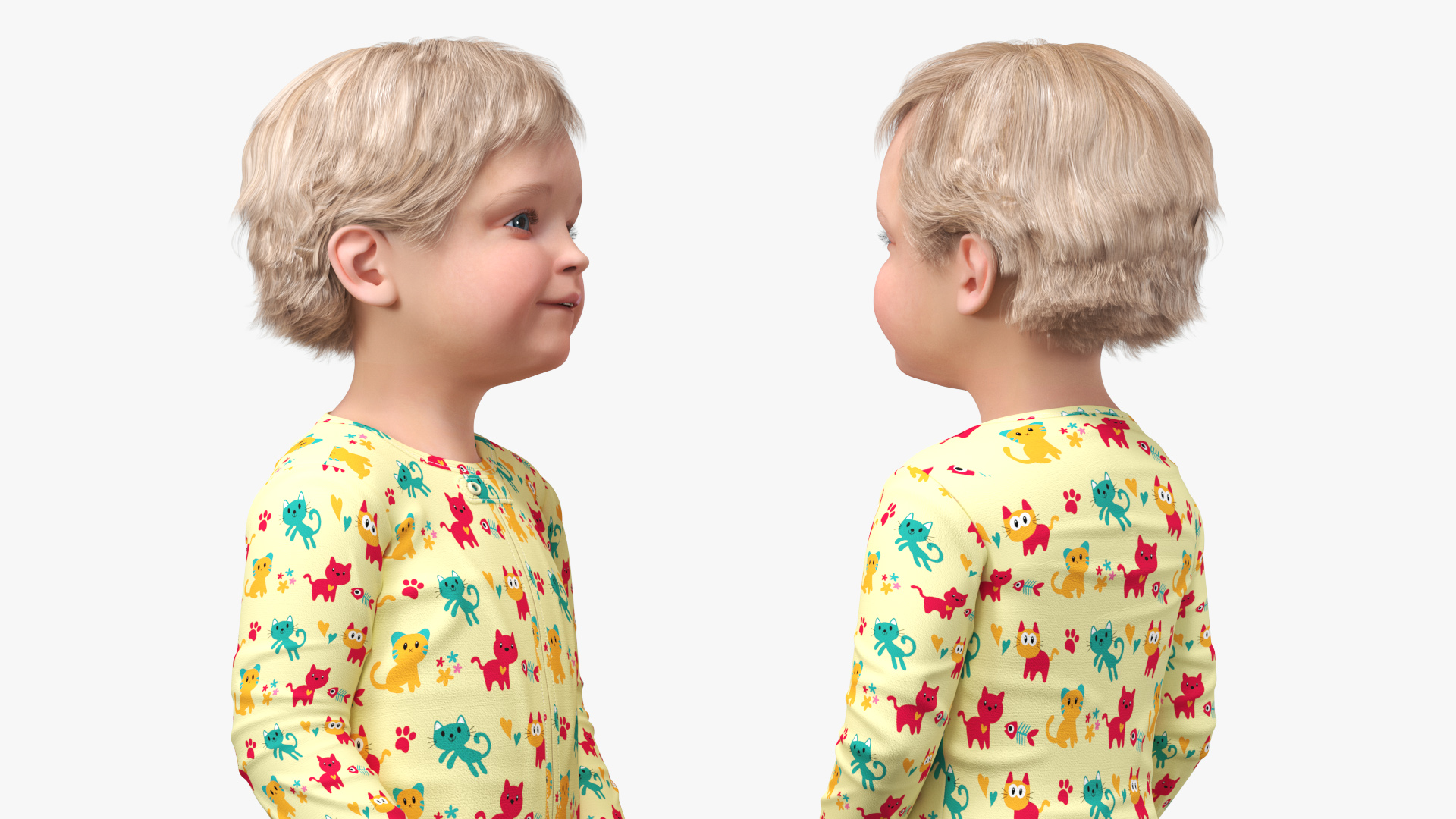Toddler Aged 1 Year in Pajamas Standing Pose 3D model