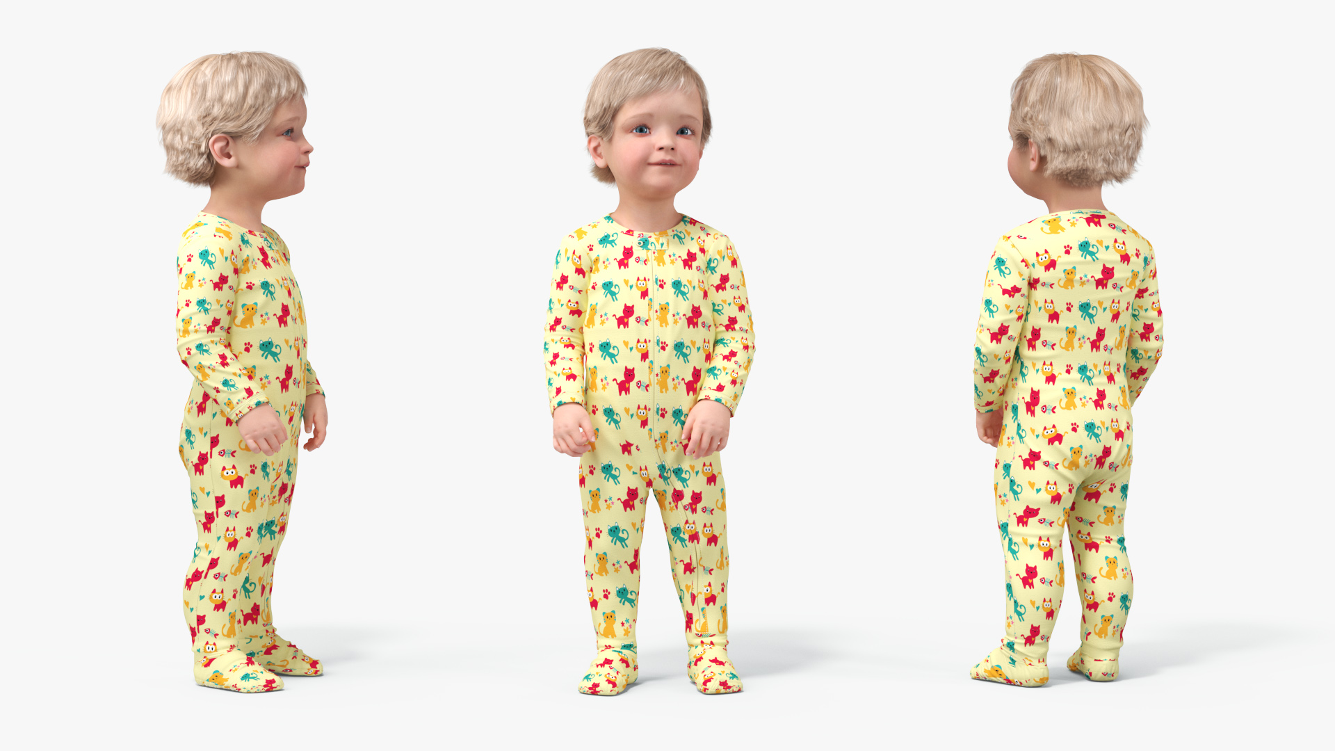 Toddler Aged 1 Year in Pajamas Standing Pose 3D model