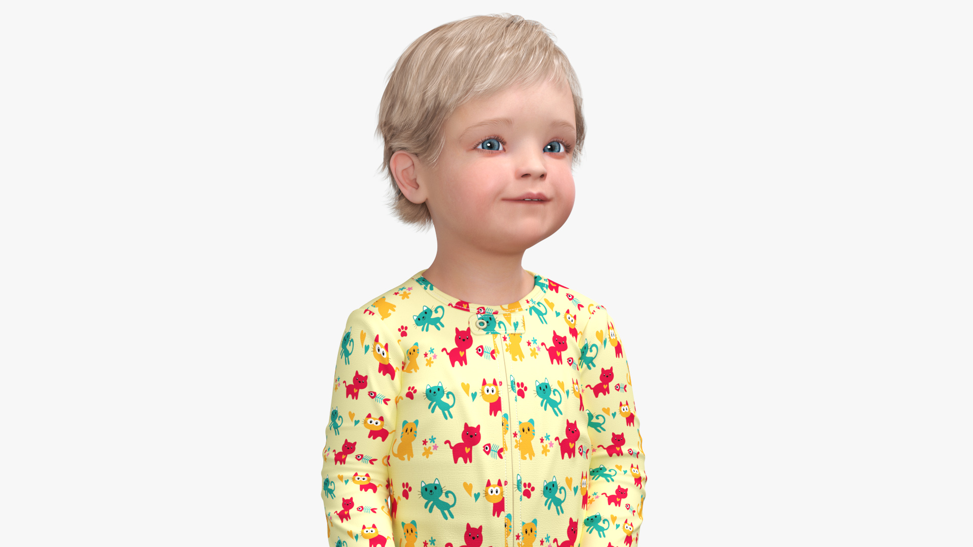 Toddler Aged 1 Year in Pajamas Standing Pose 3D model