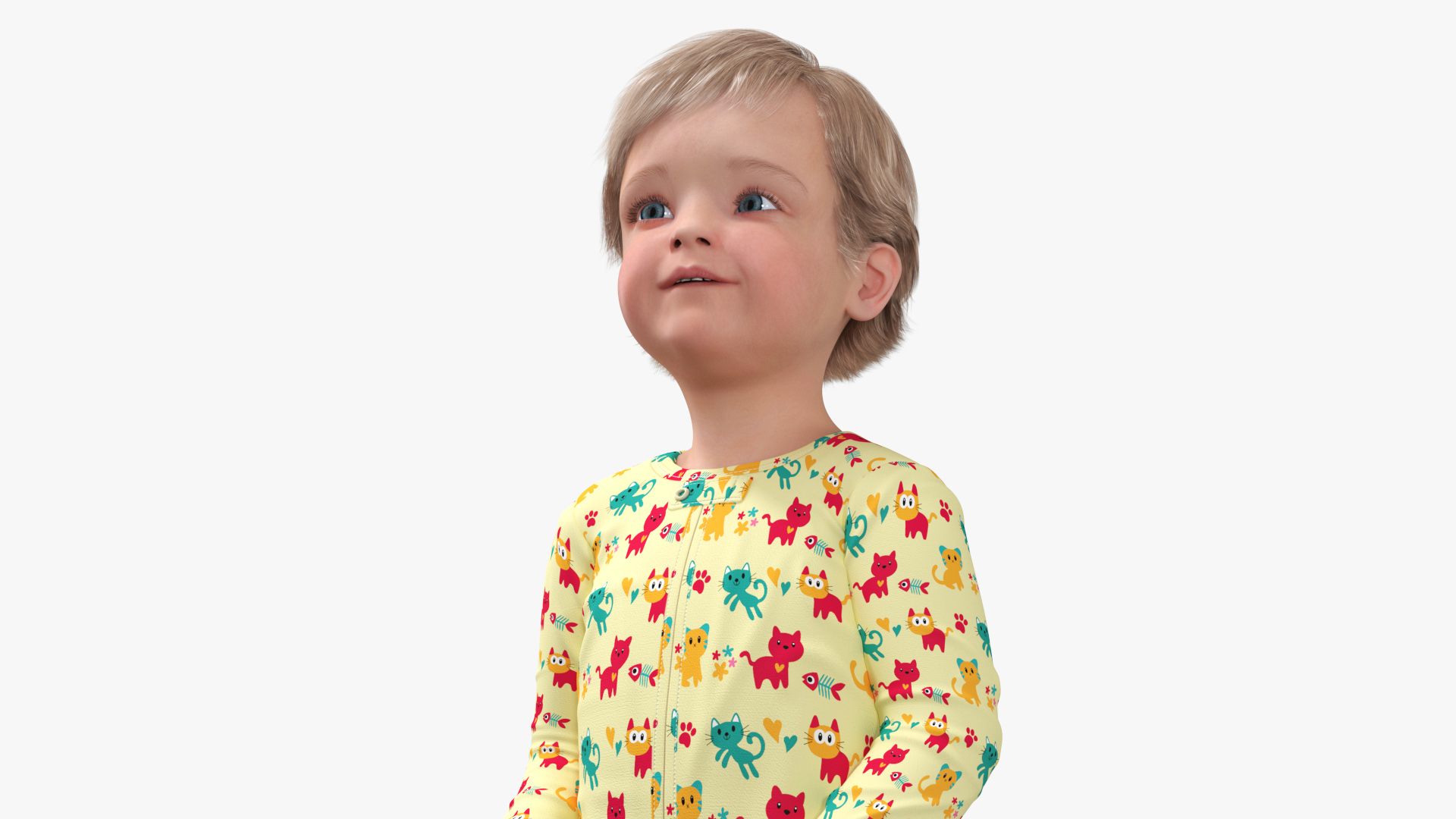 Toddler Aged 1 Year in Pajamas Standing Pose 3D model