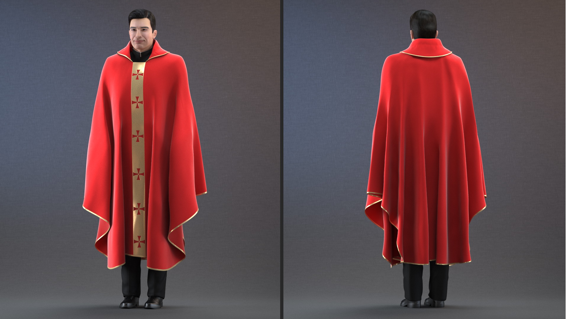 3D Clergyman with Liturgical Vestment Red Robe model