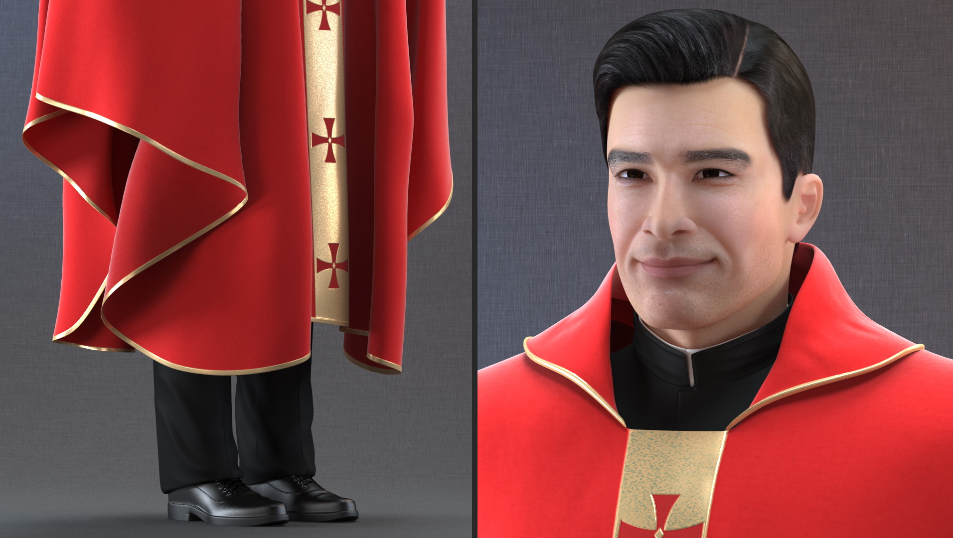 3D Clergyman with Liturgical Vestment Red Robe model