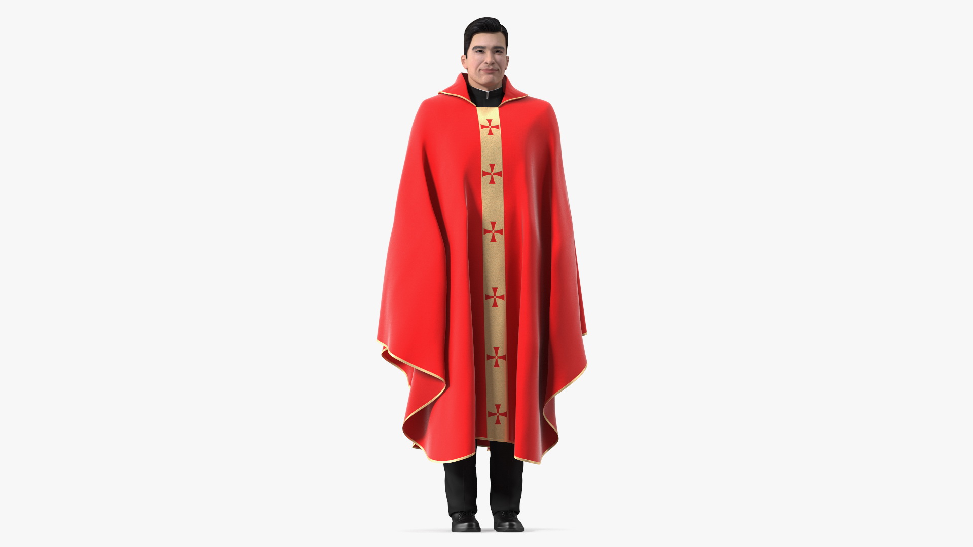 3D Clergyman with Liturgical Vestment Red Robe model