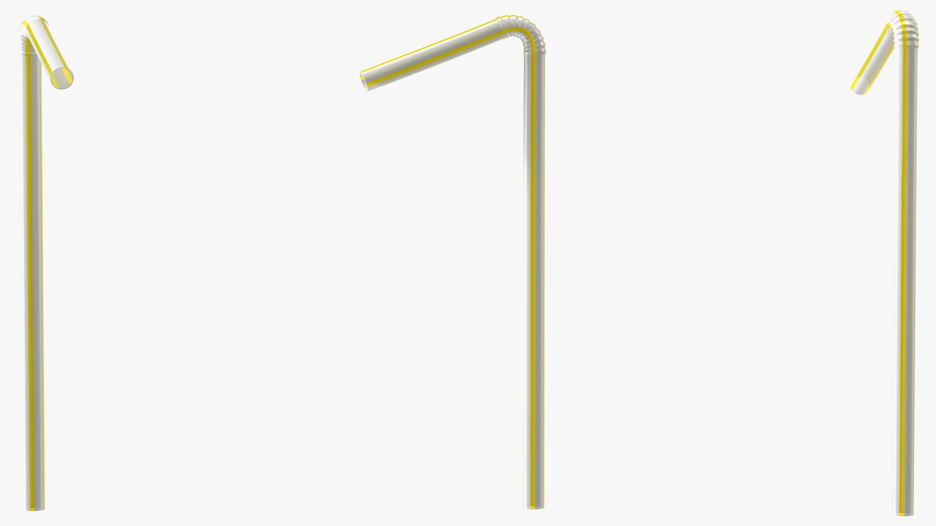 3D Bendy Plastic Drinking Straw Striped