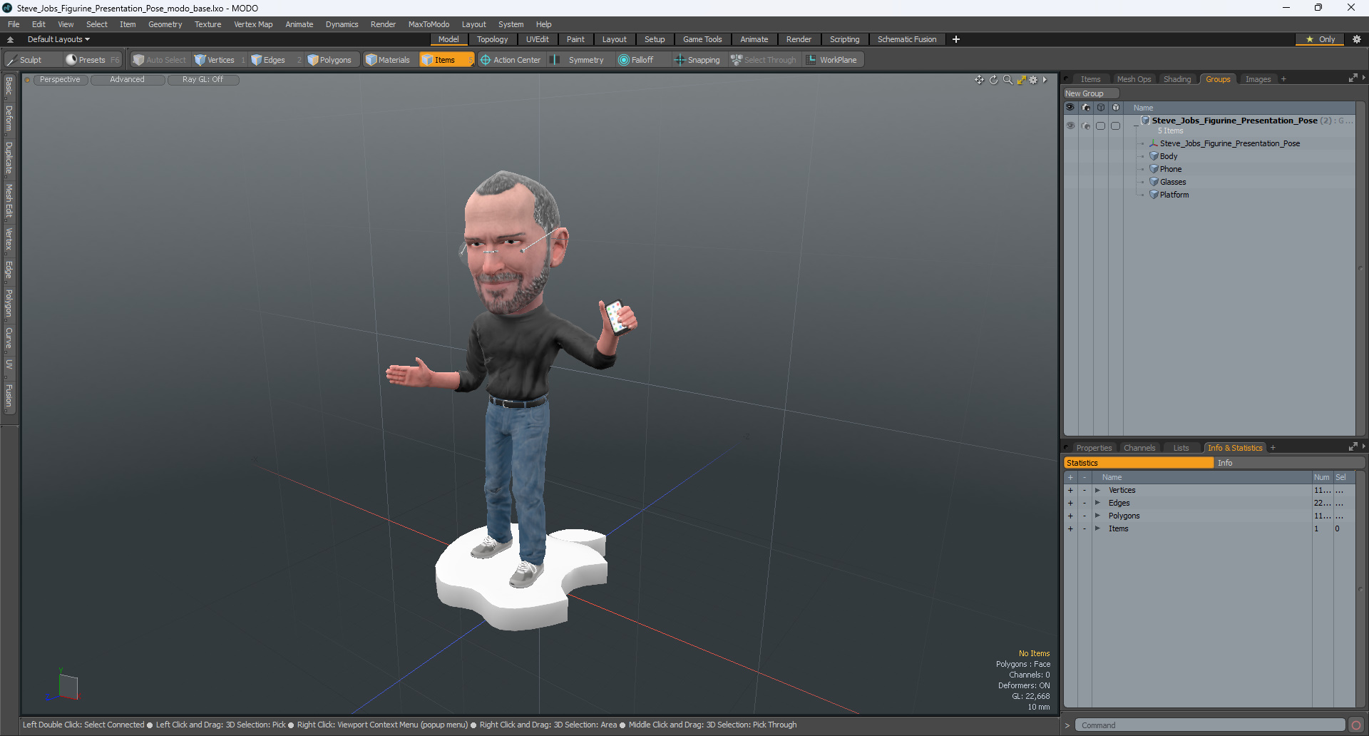 Steve Jobs Figurine Presentation Pose 3D