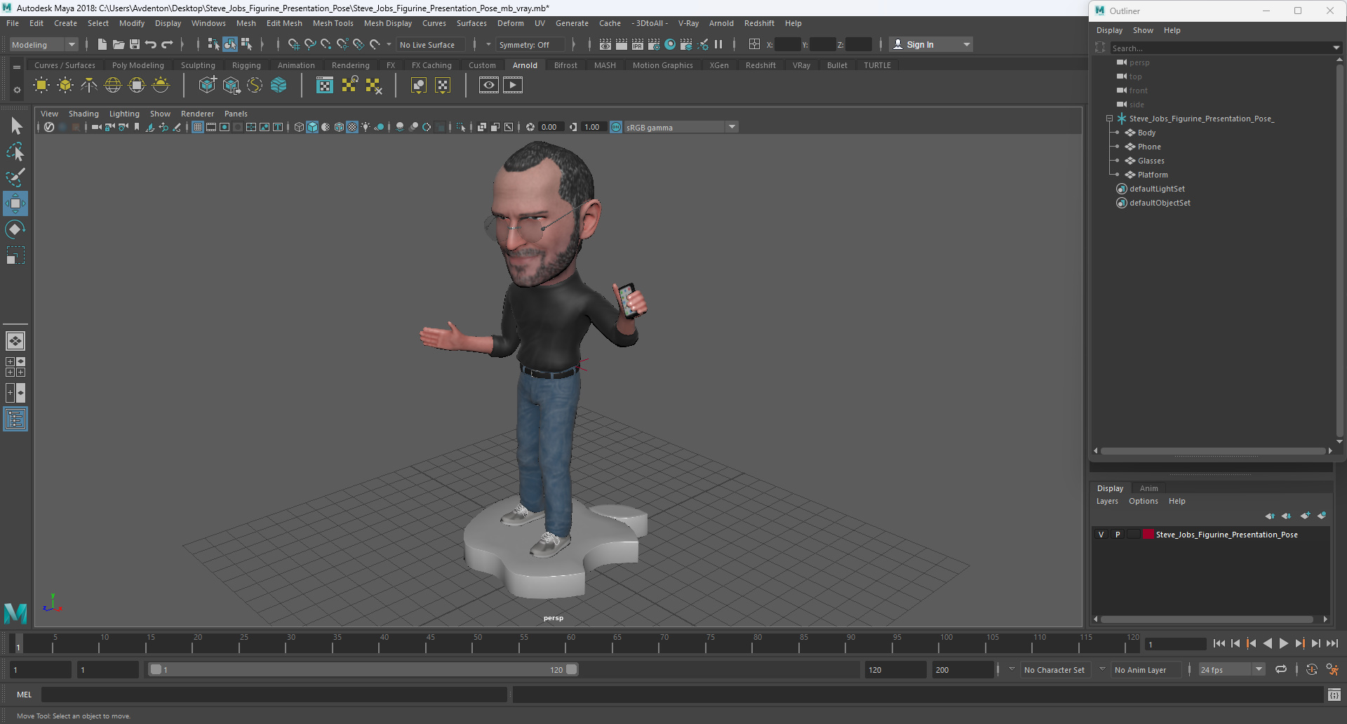 Steve Jobs Figurine Presentation Pose 3D