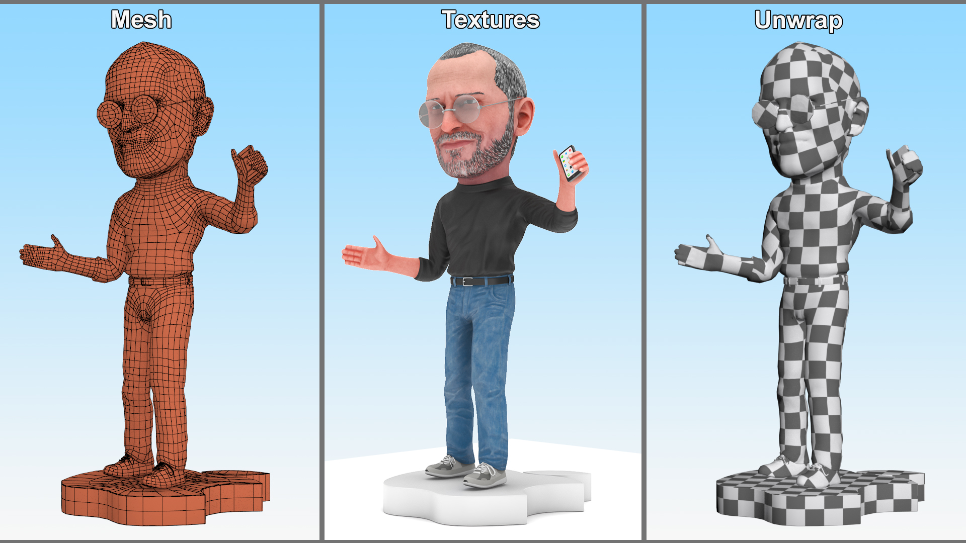 Steve Jobs Figurine Presentation Pose 3D