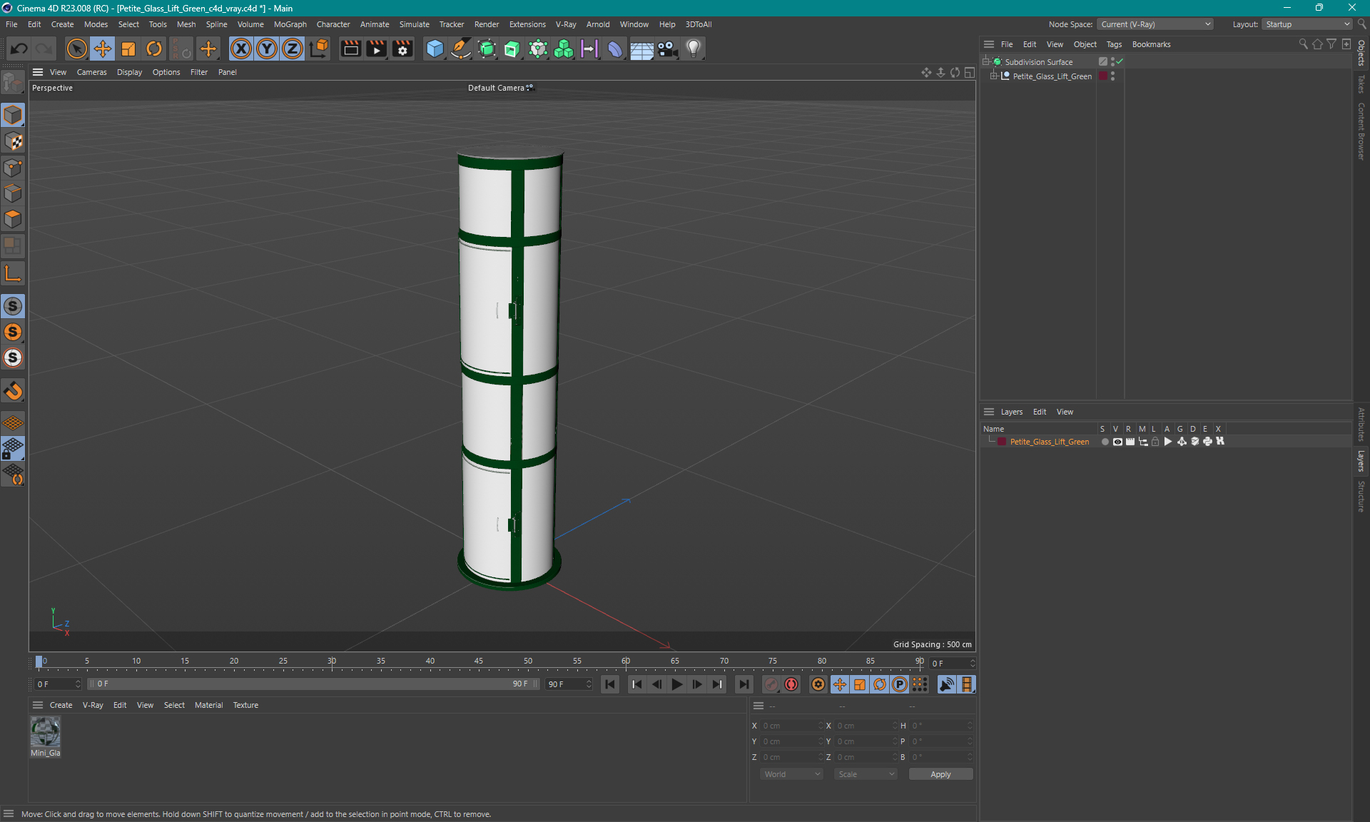 3D Petite Glass Lift Green model