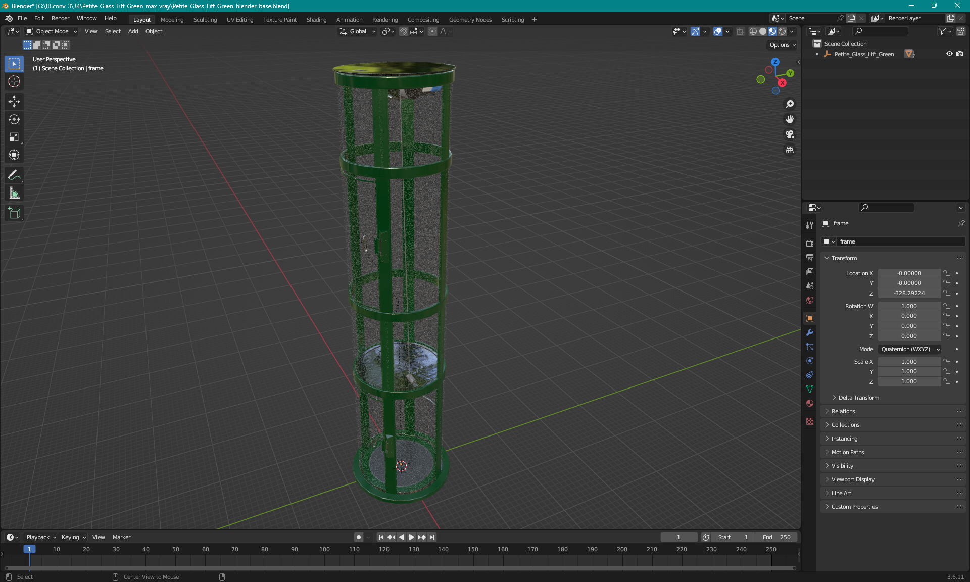 3D Petite Glass Lift Green model