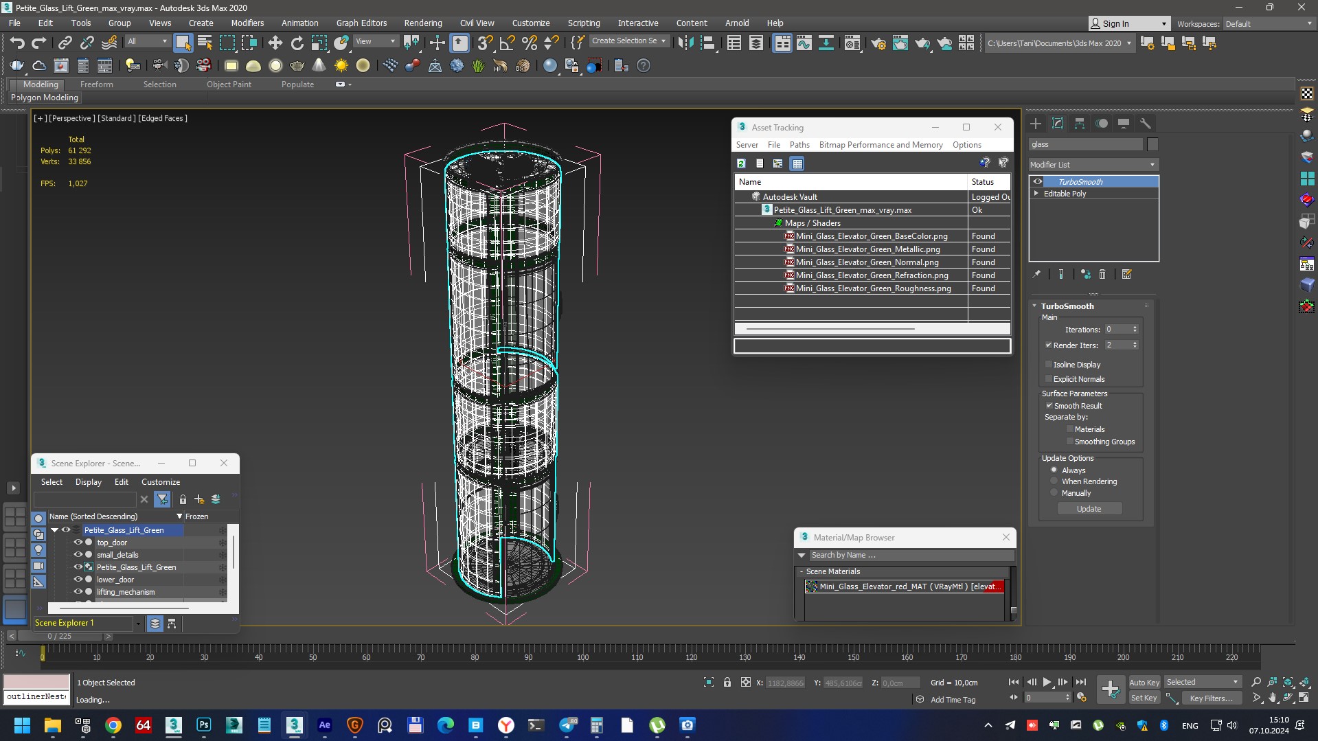 3D Petite Glass Lift Green model