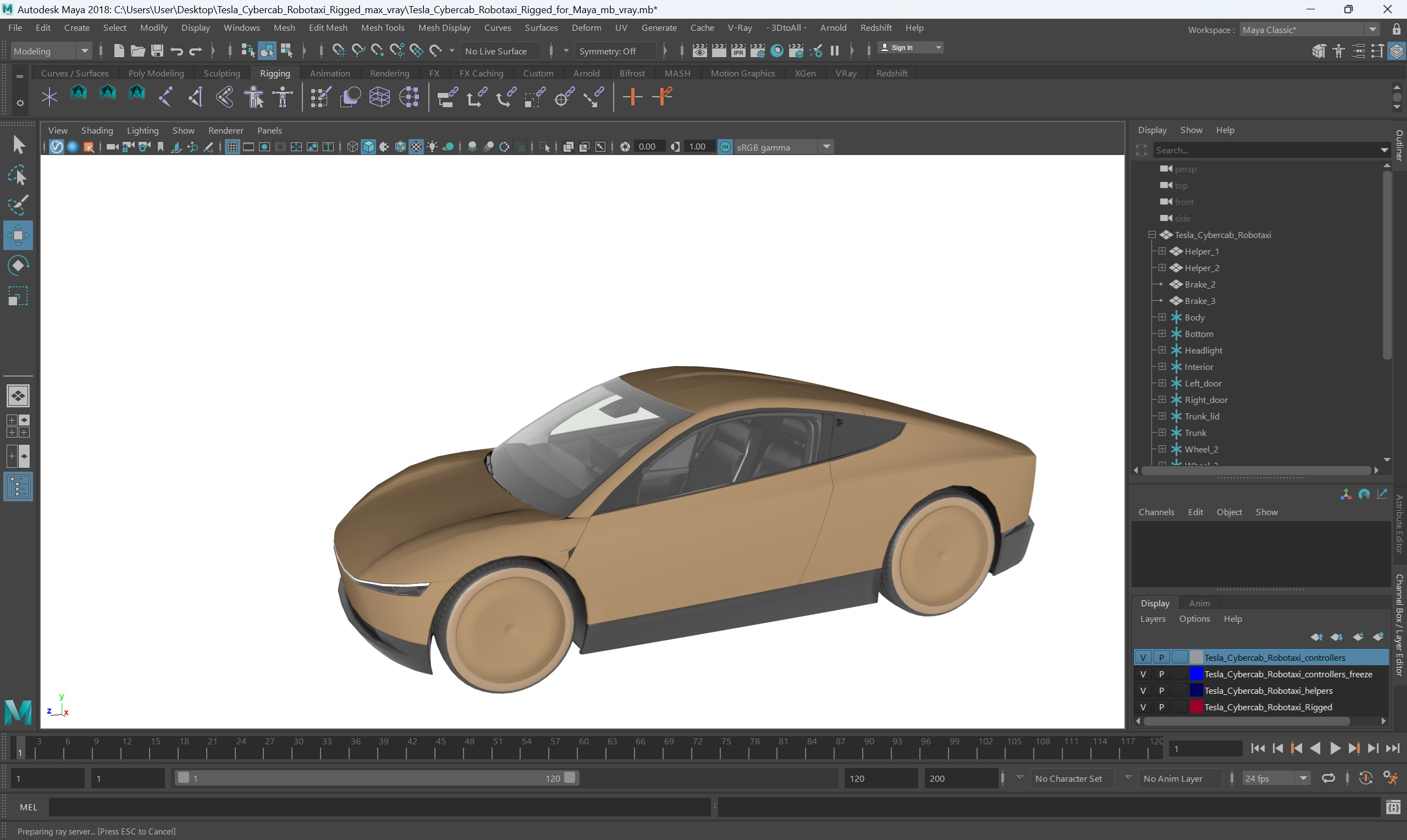 Tesla Cybercab Robotaxi Rigged for Maya 3D model