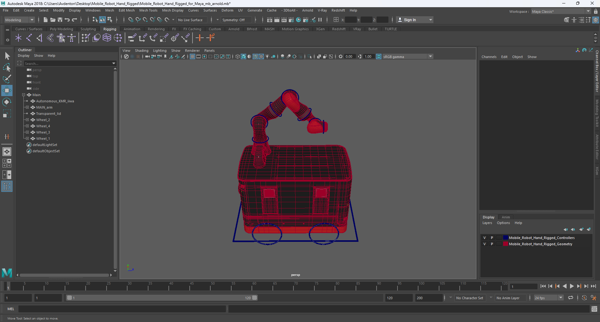 3D Mobile Robot Hand Rigged for Maya model