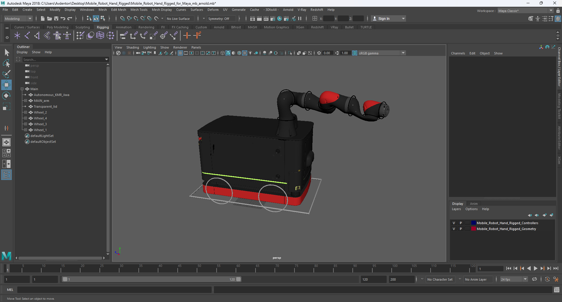 3D Mobile Robot Hand Rigged for Maya model