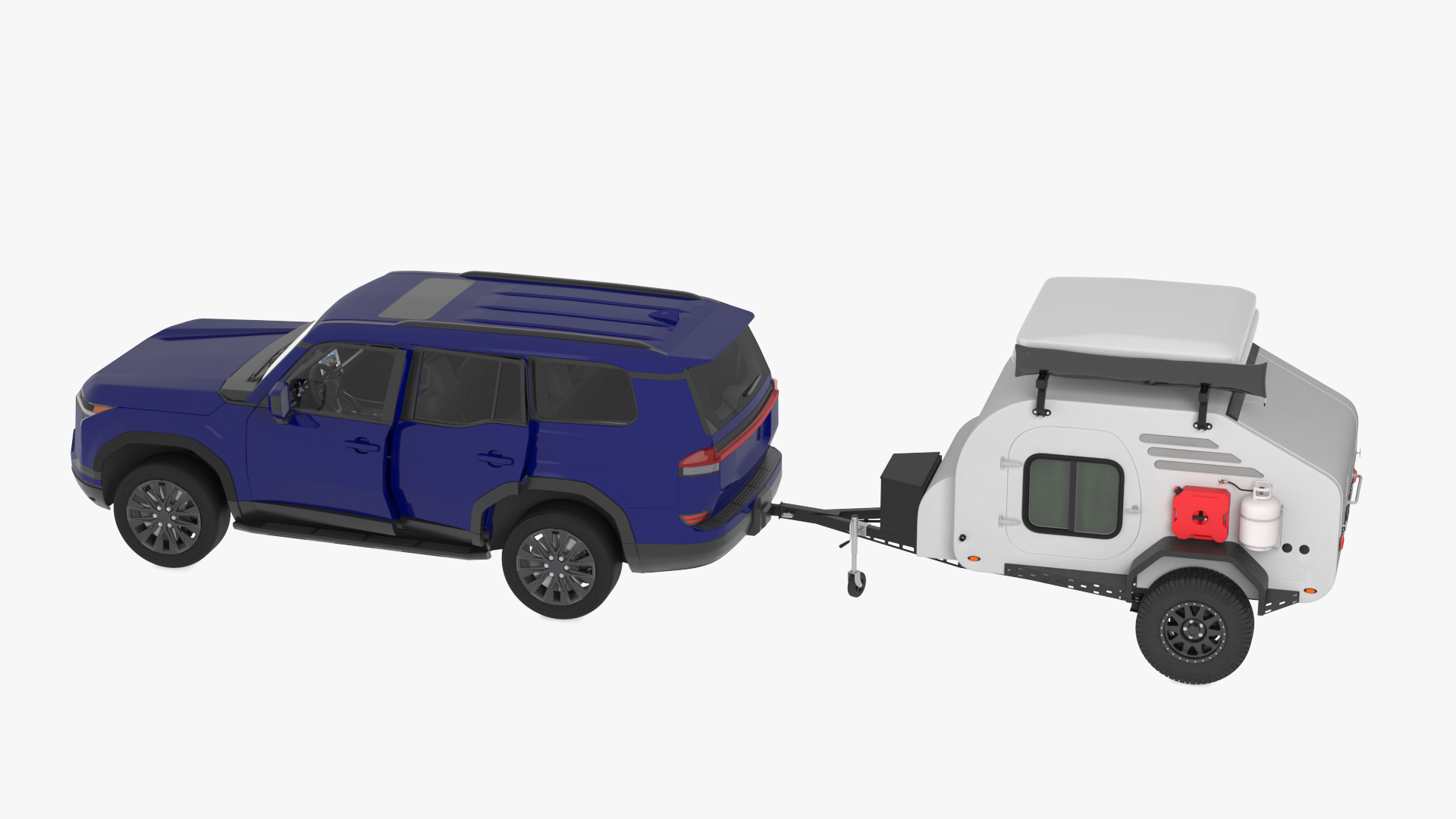 3D Modern SUV with Camping Trailer