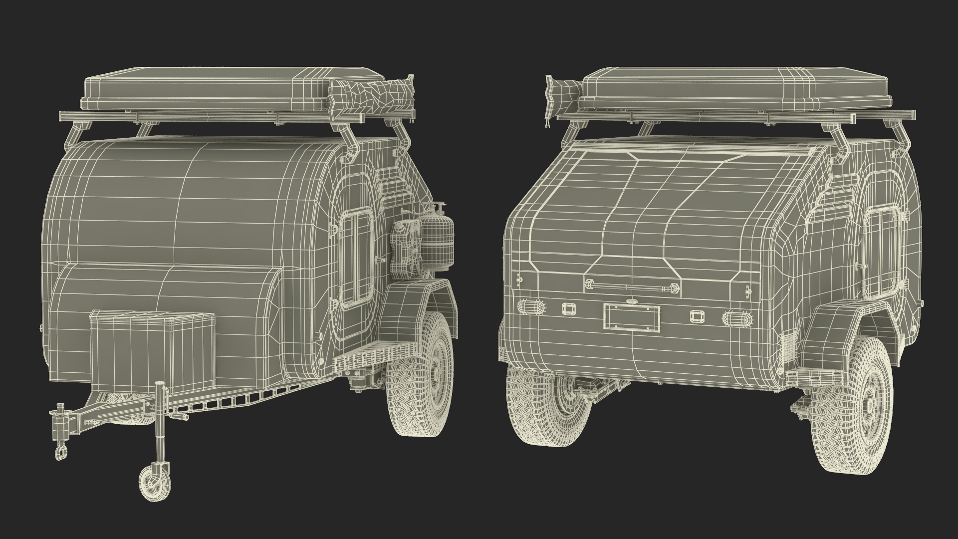 3D Modern SUV with Camping Trailer