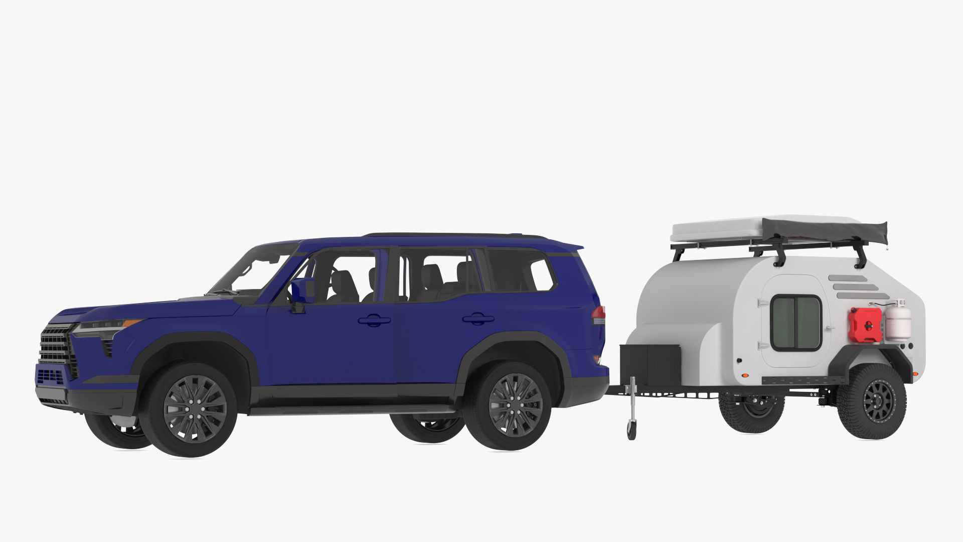 3D Modern SUV with Camping Trailer