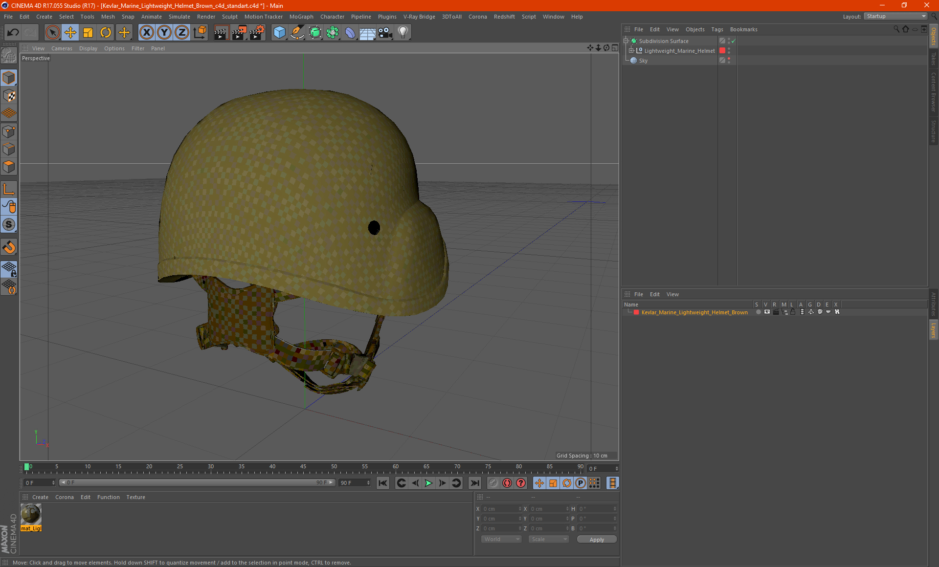 3D Kevlar Marine Lightweight Helmet Brown model