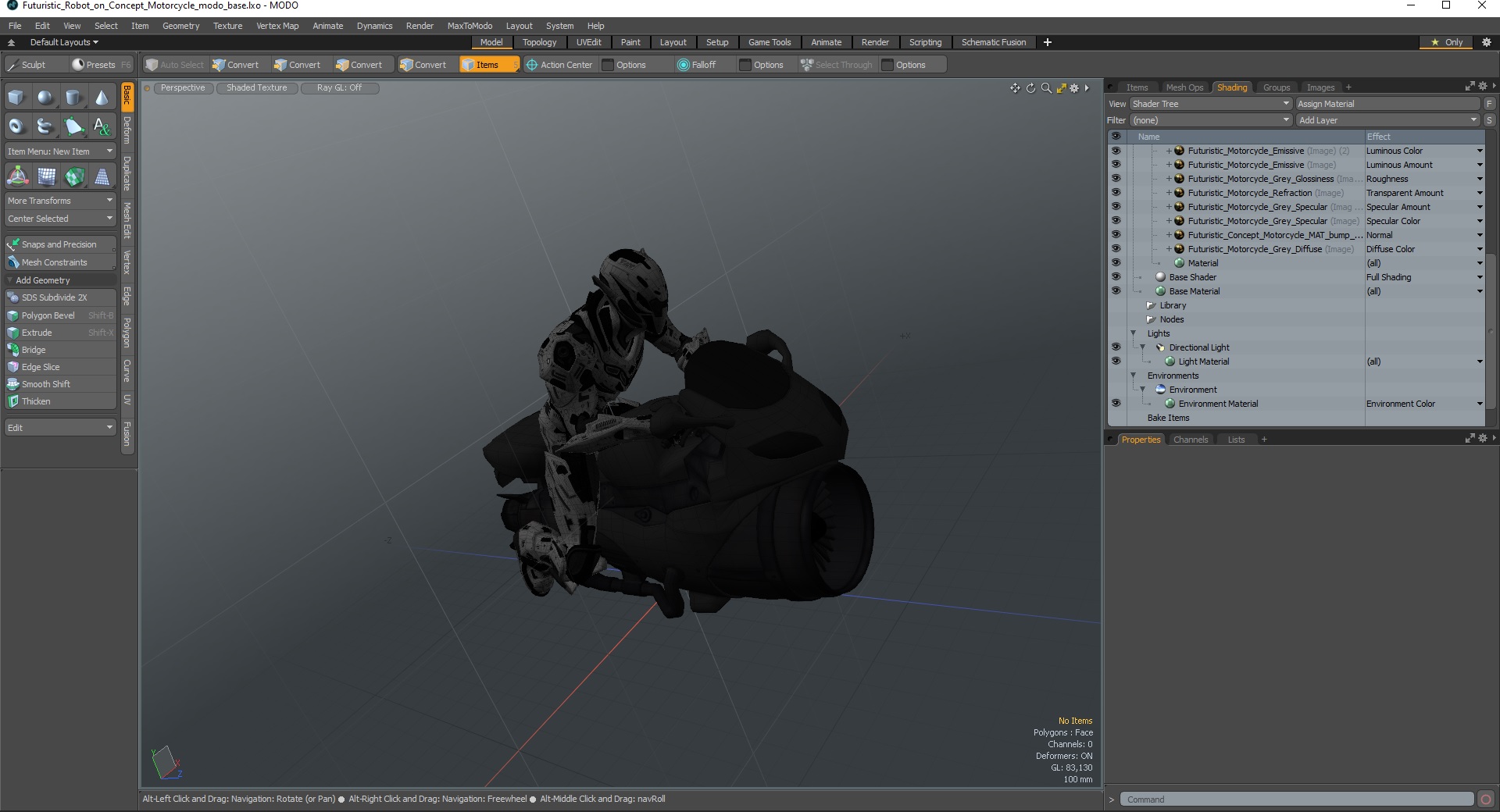 3D Futuristic Robot on Concept Motorcycle model
