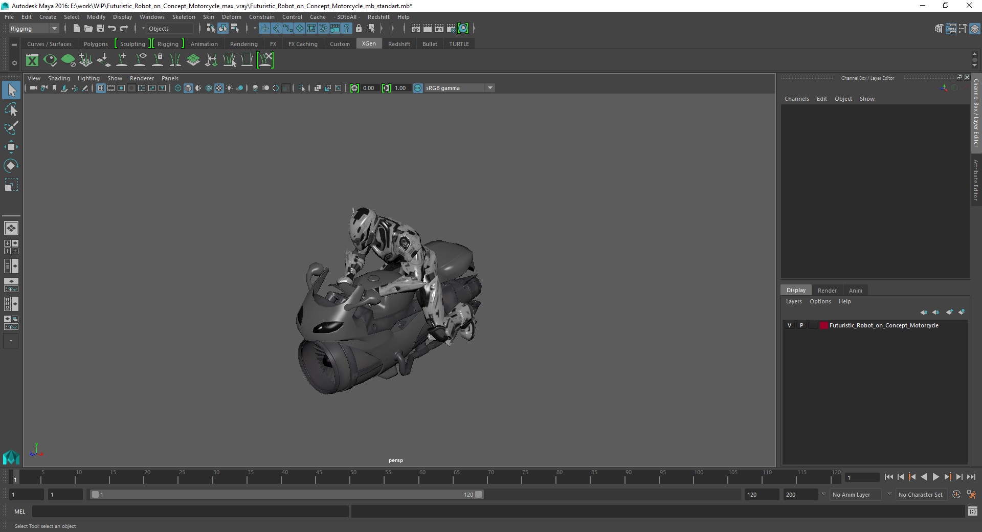 3D Futuristic Robot on Concept Motorcycle model
