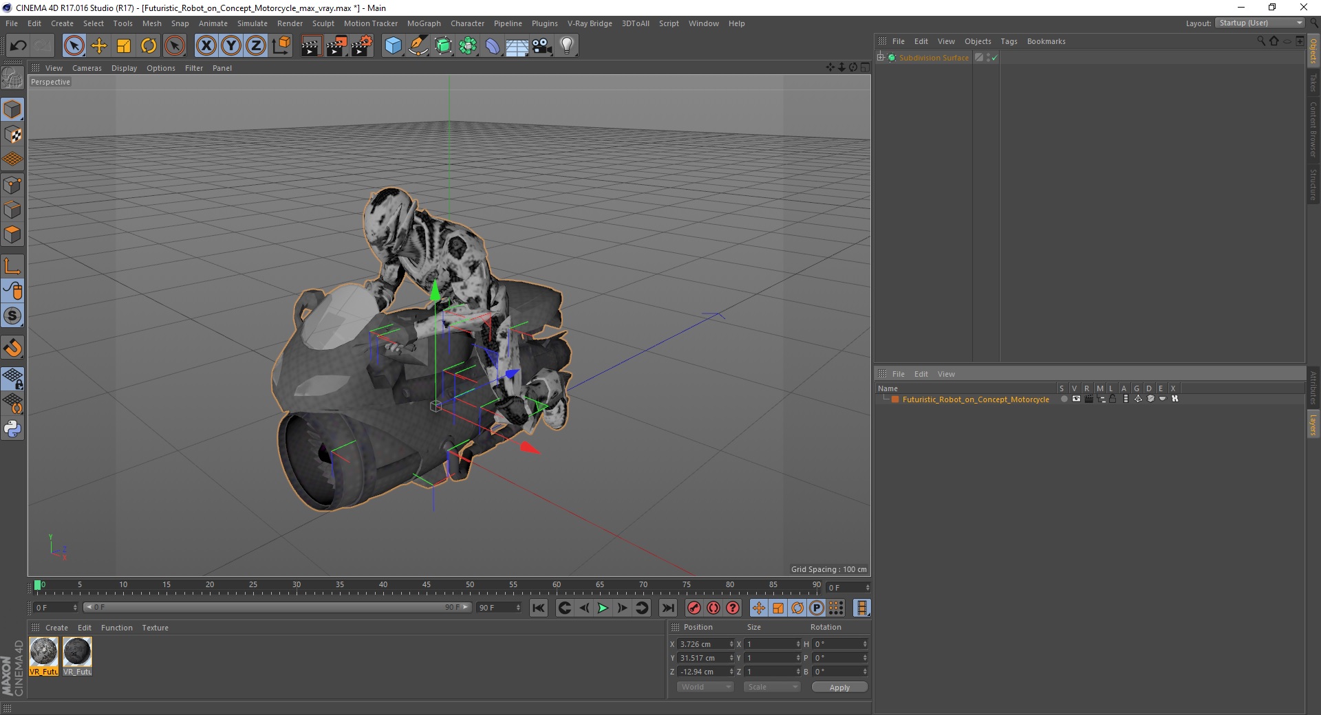 3D Futuristic Robot on Concept Motorcycle model