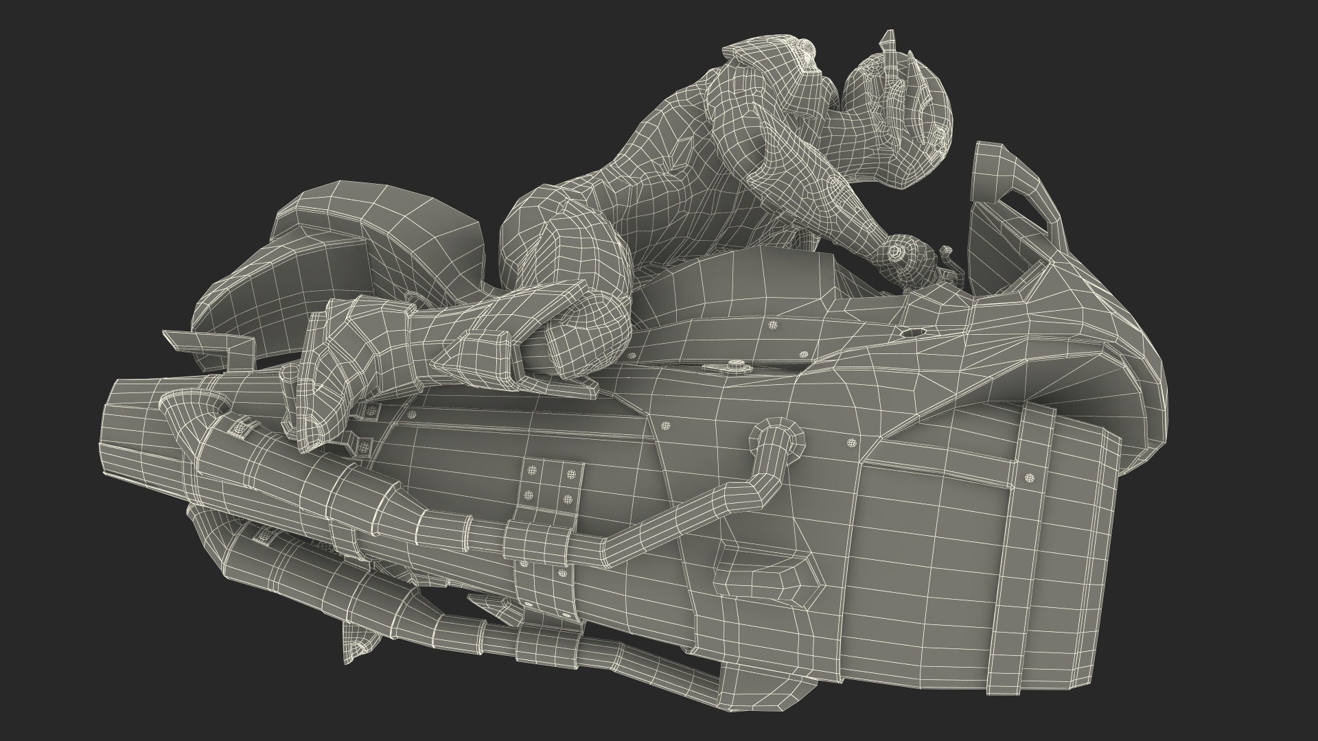 3D Futuristic Robot on Concept Motorcycle model